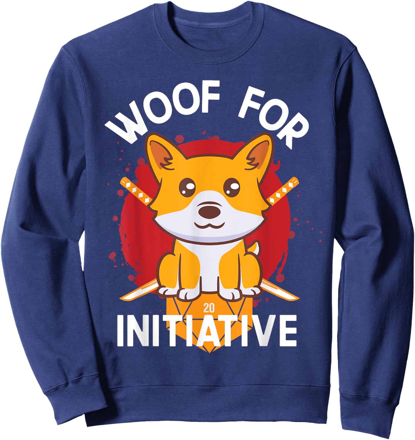Corgi Lovers Gamer Woof For Initiative D20 RPG Sweatshirt - Sweatshirt | Navy