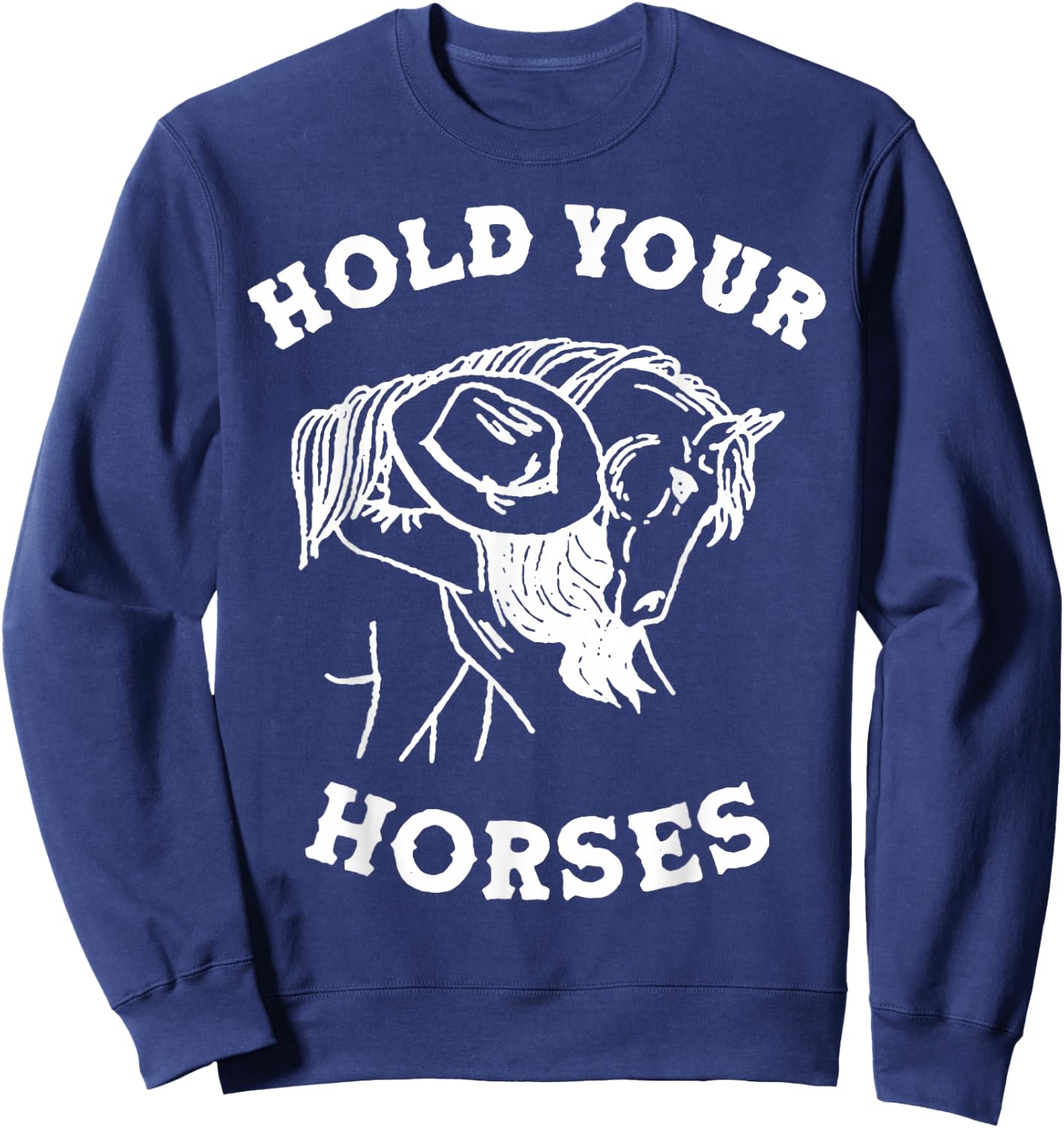 Hold Your Horses Retro Cowgirl Sweatshirt - Sweatshirt | Navy