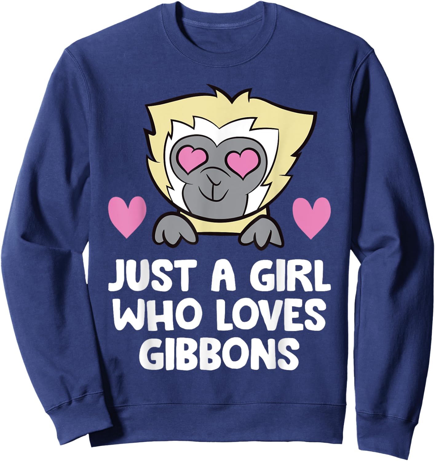 Just a Girl Who Loves Gibbons Cute Gibbon Monkey Sweatshirt - Sweatshirt | Navy