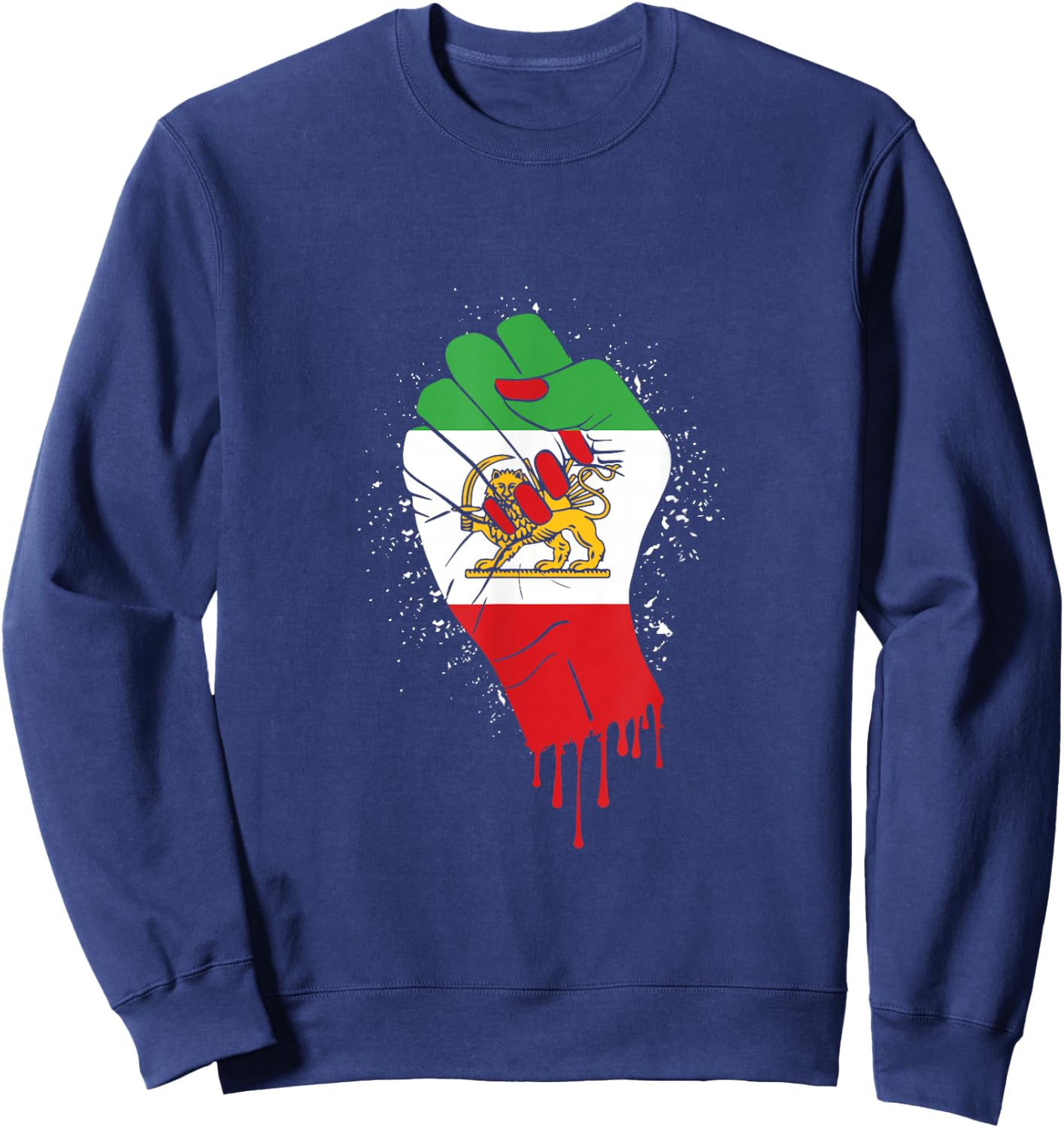 Flag of Iran Lion Flag Iran Heritage Fist Iranian Citizen Sweatshirt - Sweatshirt | Navy