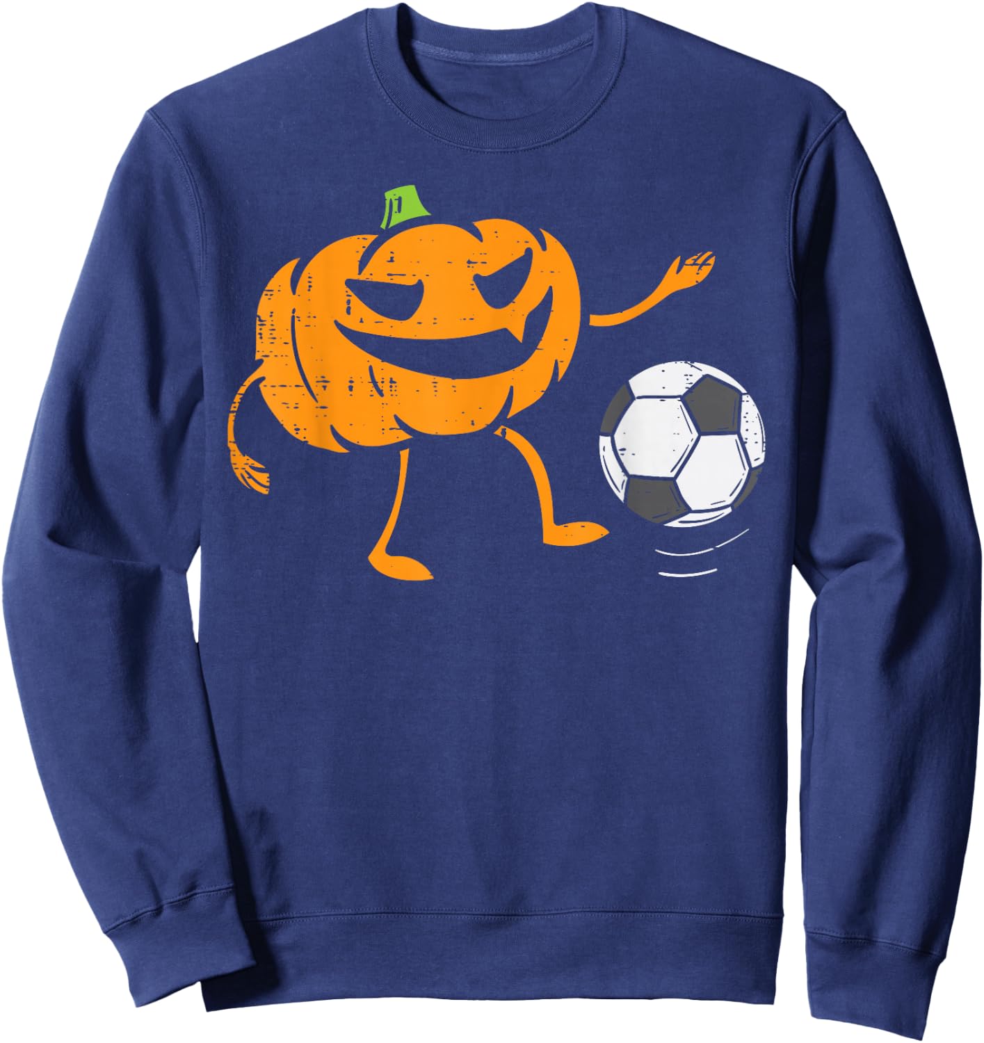 Pumpkin Playing Soccer Football Halloween Costume Sports Sweatshirt - Sweatshirt | Navy
