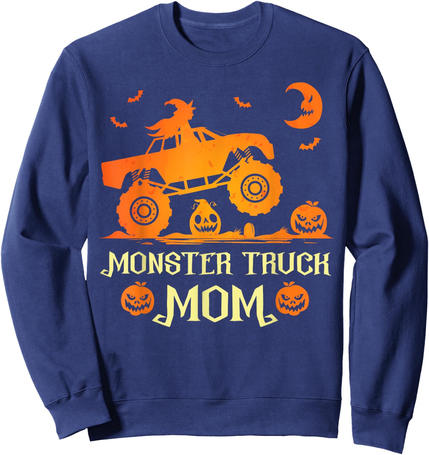 Monster Truck Mom Truck Lovers Pumpkins Halloween Witch Sweatshirt - Sweatshirt | Navy
