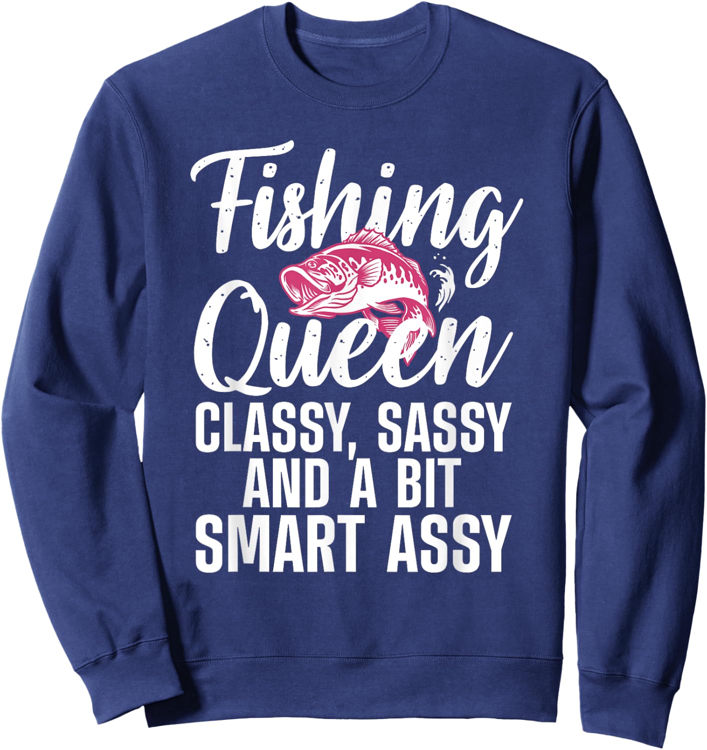 Funny Fishing Queen Design Ladies Fishing Lovers Sweatshirt - Sweatshirt | Navy