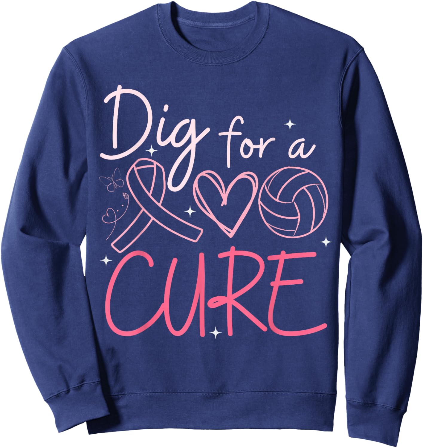 Breast Cancer Awareness Dig For A Cure Volleyball Pink Out Sweatshirt - Sweatshirt | Navy