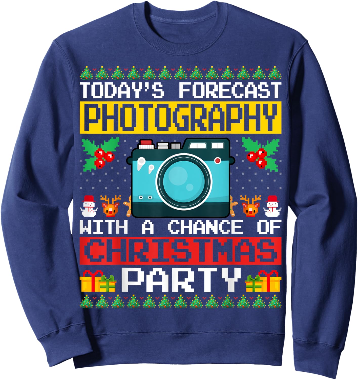 Photography Christmas Party Photographer Xmas Ugly Style Sweatshirt - Sweatshirt | Navy