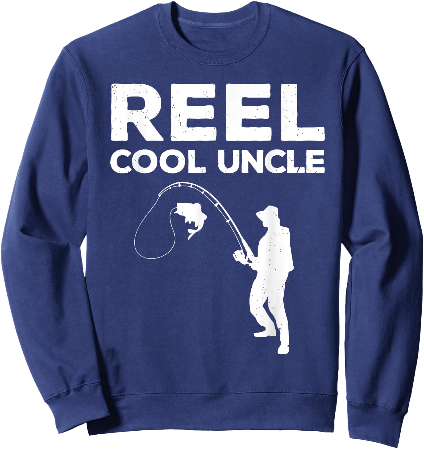 Funny First Time Uncle Design Reel Fishing Lover Sweatshirt - Sweatshirt | Navy