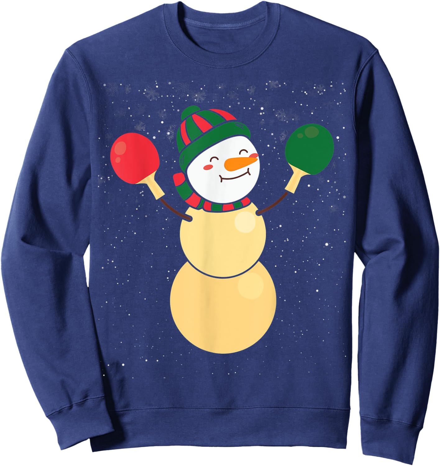 Funny Ping Pong Ball Snowman Winter Hat Table Tennis Player Sweatshirt - Sweatshirt | Navy