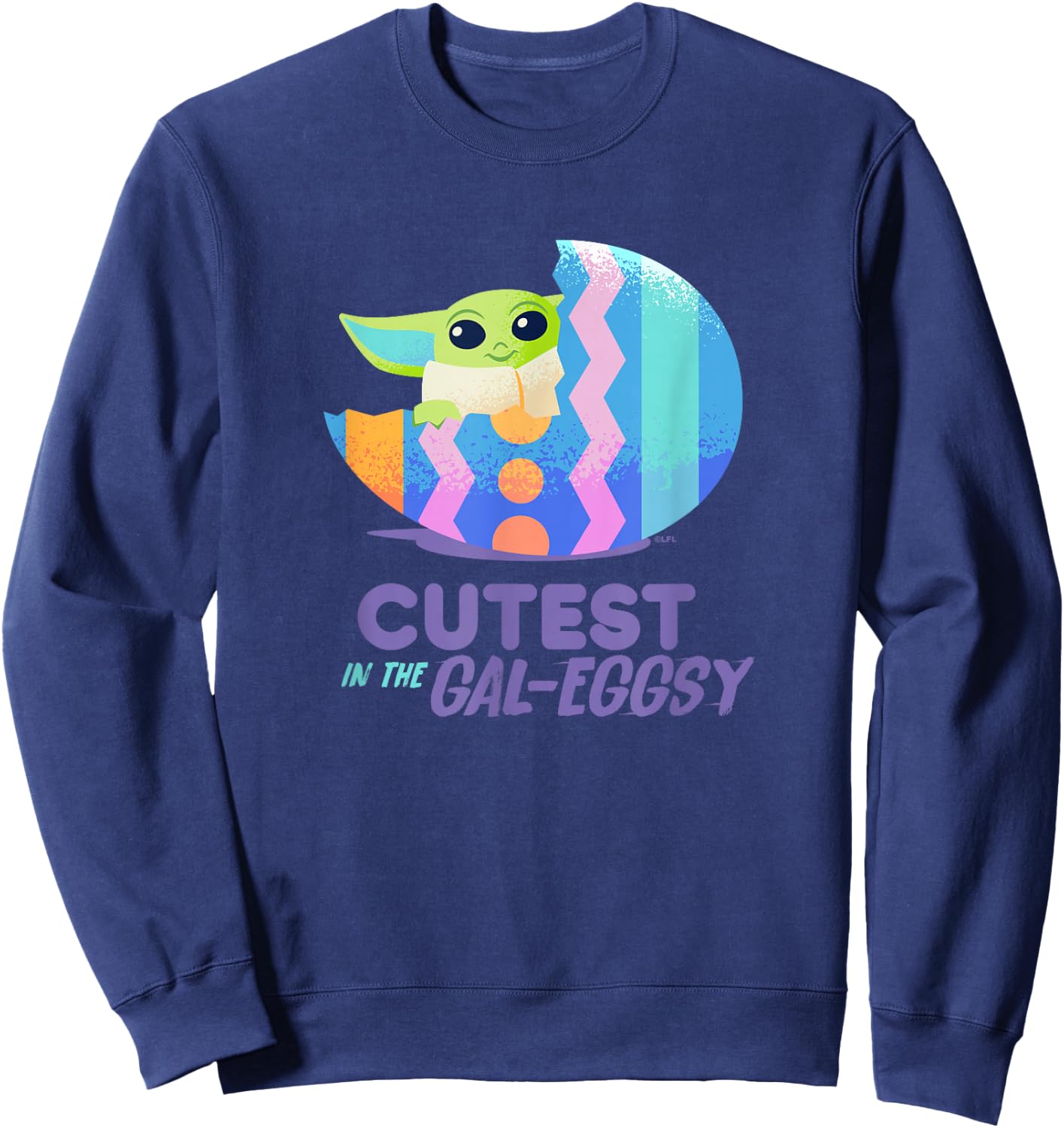 Star Wars The Mandalorian Grogu Easter Cutest in Gal-Eggsy Sweatshirt - Sweatshirt | Navy