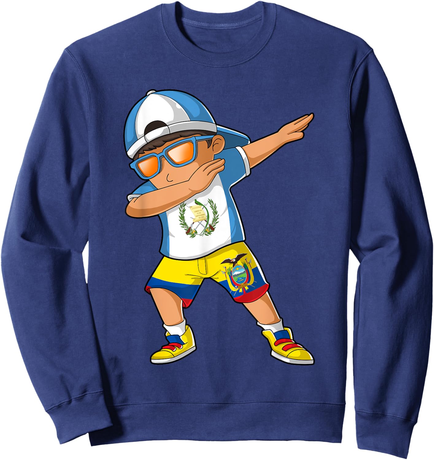 Half Guatemalan Half Ecuadorian Boy Guatemala Flag Sweatshirt - Sweatshirt | Navy