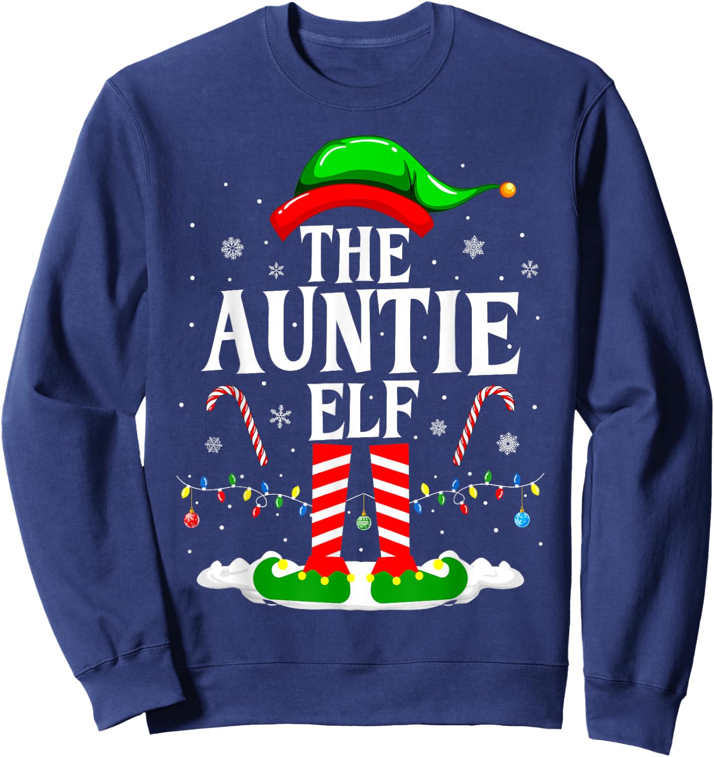 The Auntie Elf Funny Xmas Elf Matching Family Christmas Sweatshirt - Sweatshirt | Navy