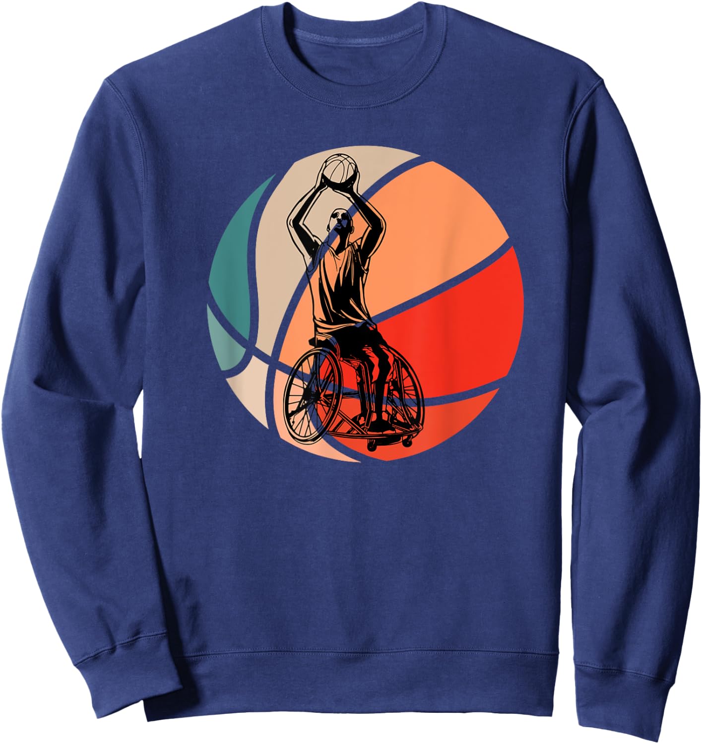 Retro Vintage Wheelchair Basketball Sweatshirt - Sweatshirt | Navy