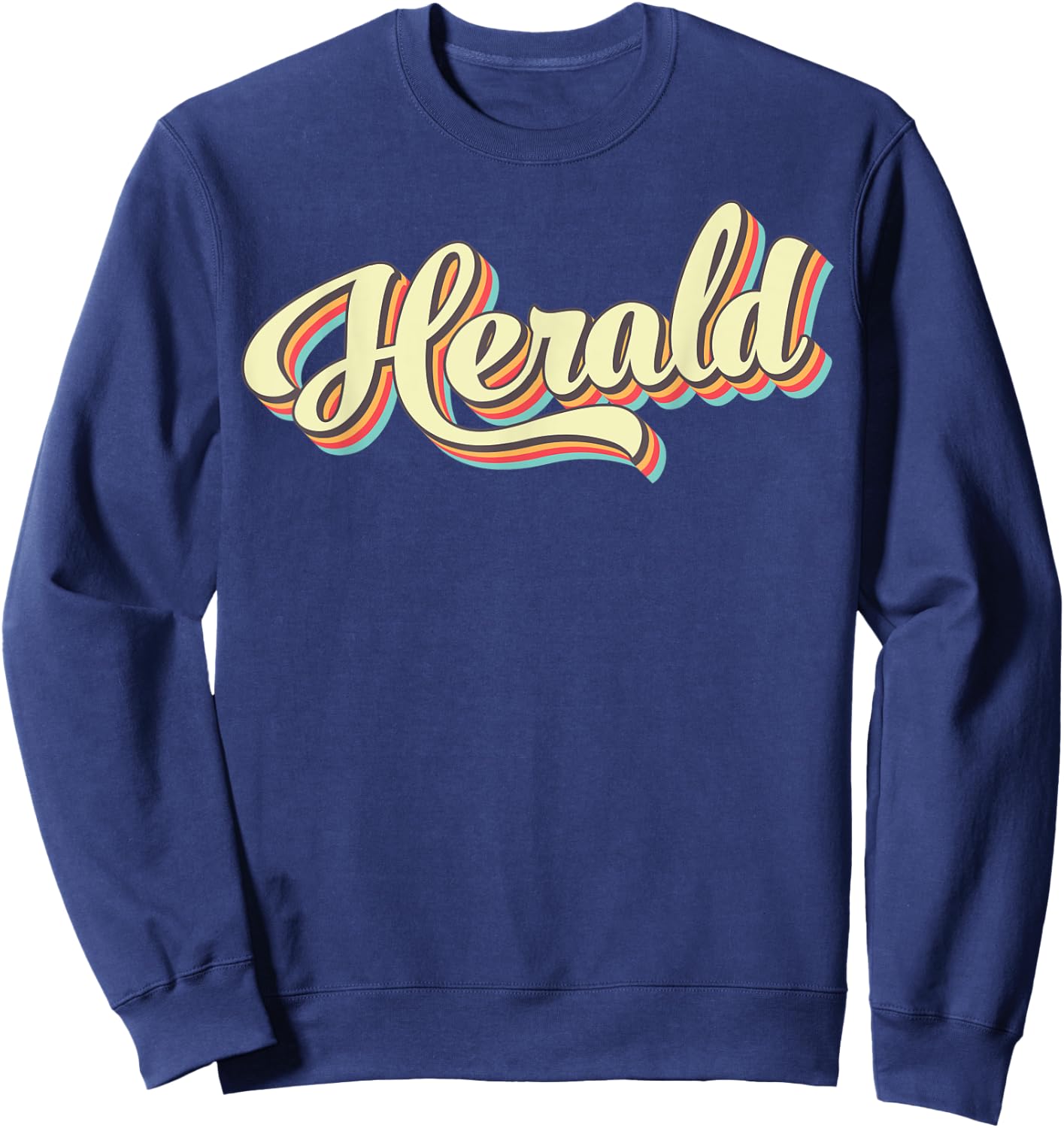 Herald Retro Art Baseball Font Vintage Sweatshirt - Sweatshirt | Navy