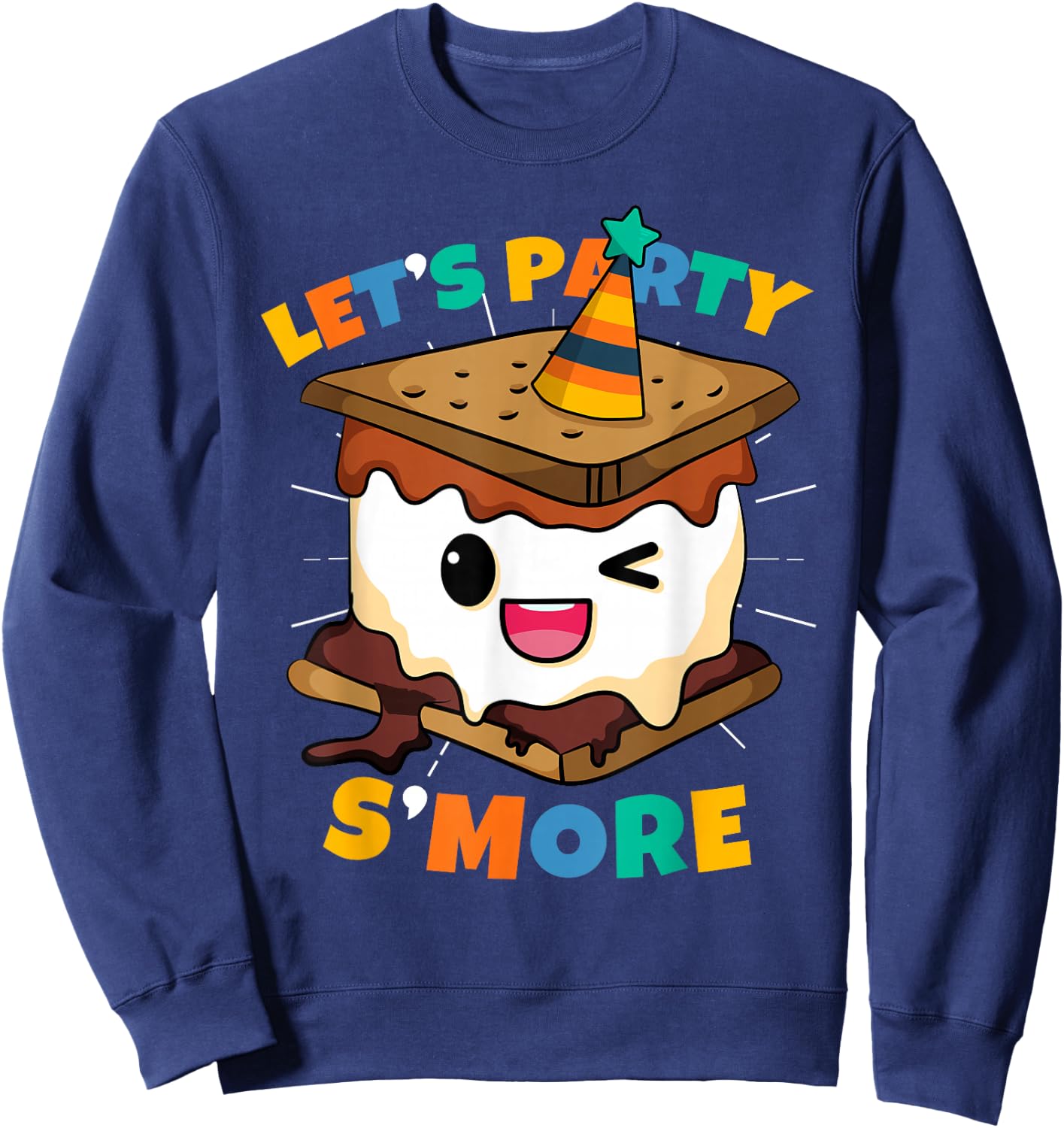 Let's Party S'more Toddler Boy Camping Cute Smores Sweatshirt - Sweatshirt | Navy