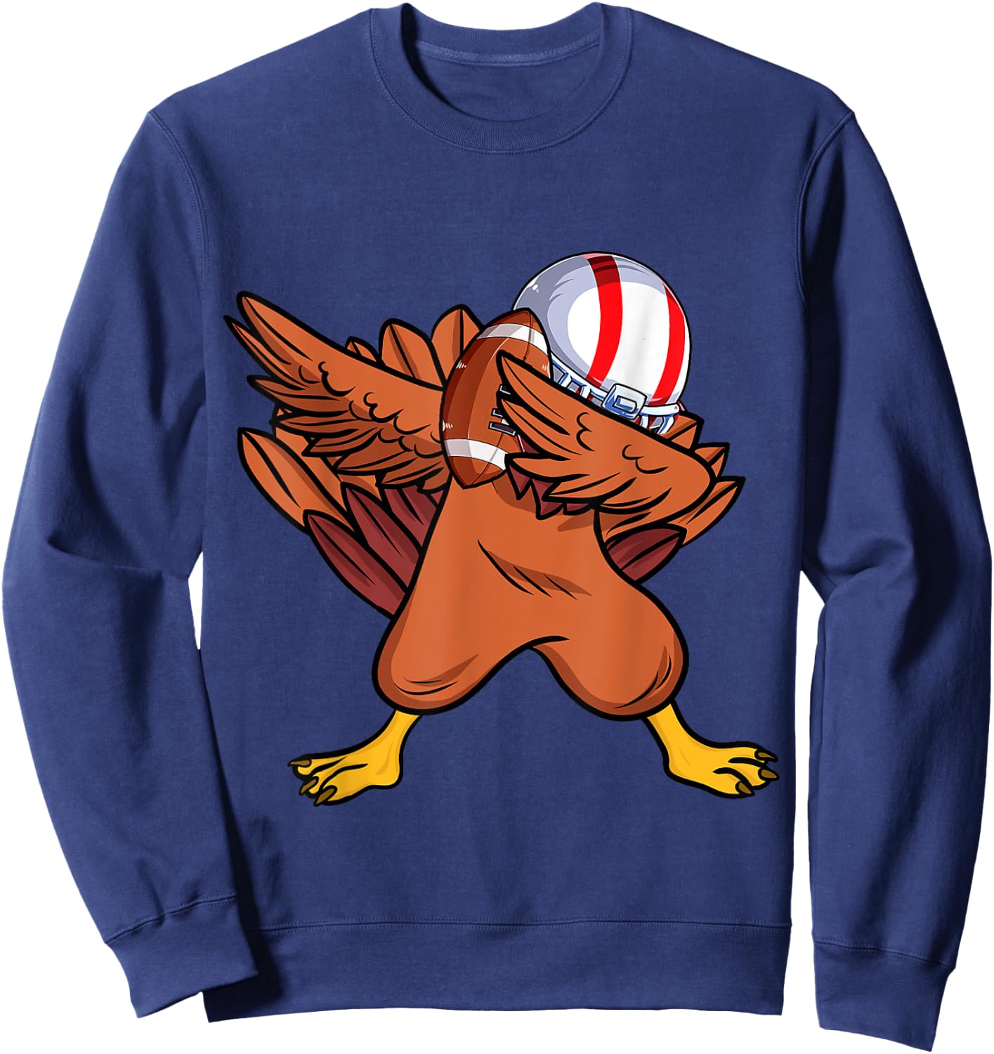 Dabbing Football Player Boys Men dabbing turkey thanksgiving Sweatshirt - Sweatshirt | Navy