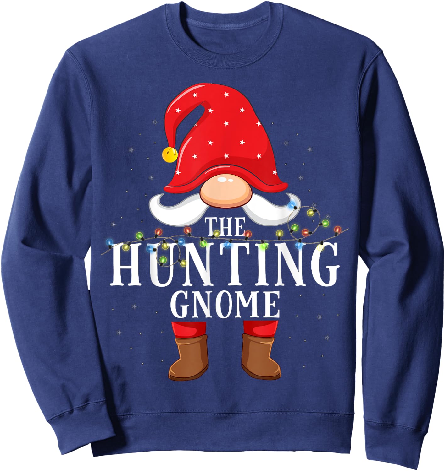 Hunting Gnome Matching Christmas Family Pajama Sweatshirt - Sweatshirt | Navy
