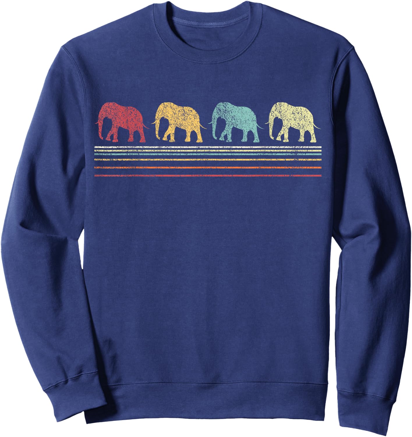 Elephant Lover Funny Elephant Retro Sweatshirt - Sweatshirt | Navy