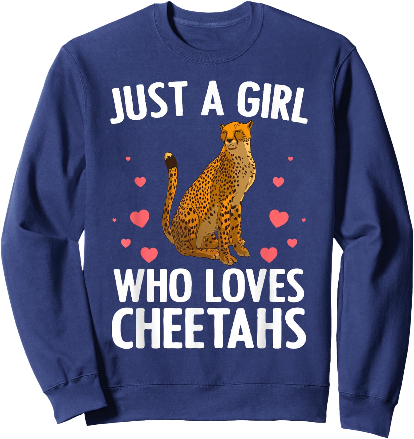Cute Cheetah Design Girls Cat Animal Cheetah Lover Sweatshirt - Sweatshirt | Navy