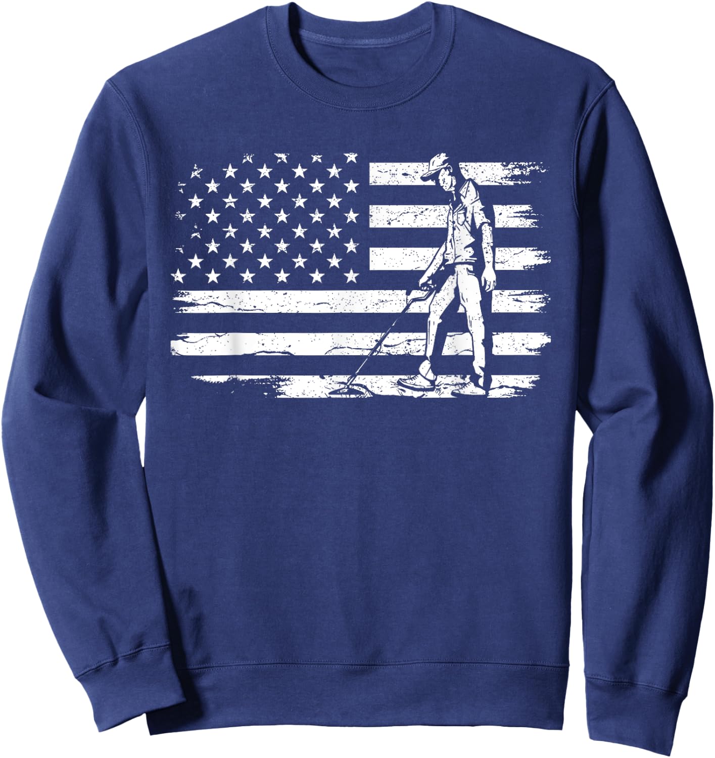 Patriotic Metal Detecting USA Flag Treasure Hunt Detectorist Sweatshirt - Sweatshirt | Navy