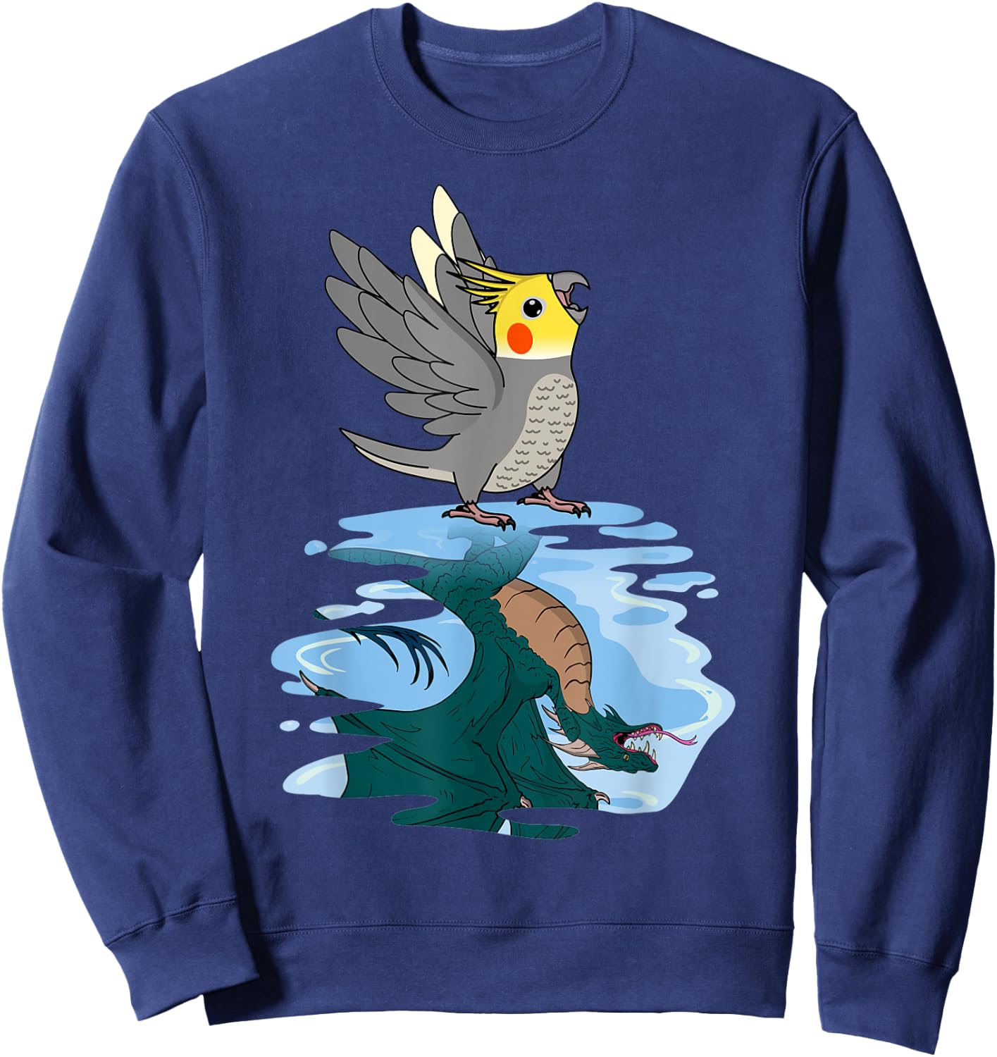 Parrot & Dragon Reflection I Cockatiel Sweatshirt - Sweatshirt | Navy