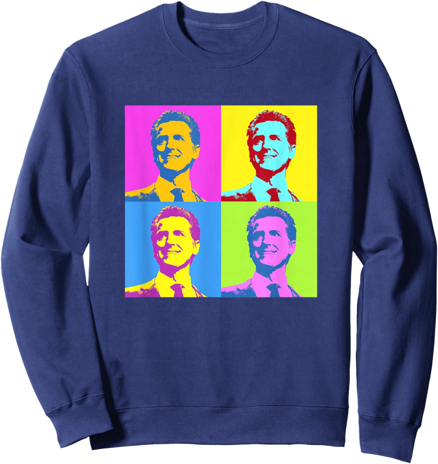 Gavin Newsom Retro Vintage Pop Art Sweatshirt - Sweatshirt | Navy