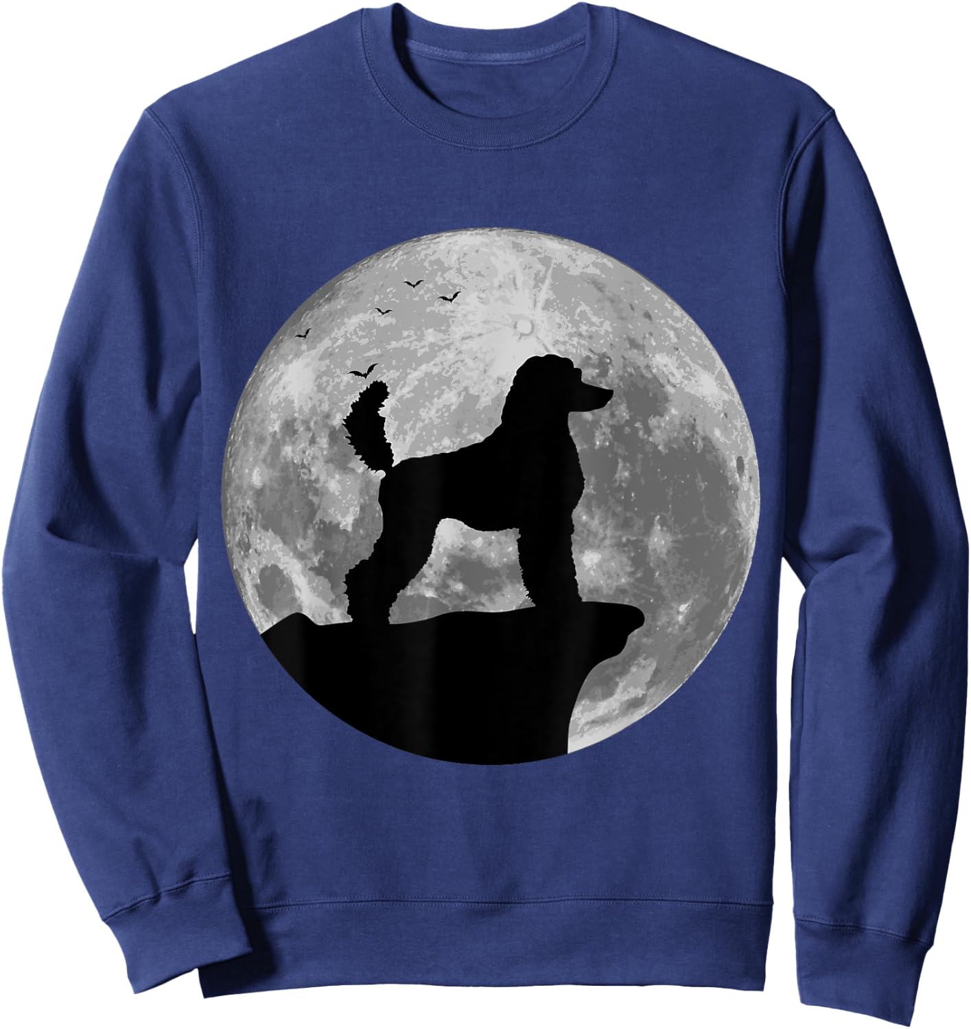 Standard Poodle Silhouette In The Moon Halloween Costume Sweatshirt - Sweatshirt | Navy