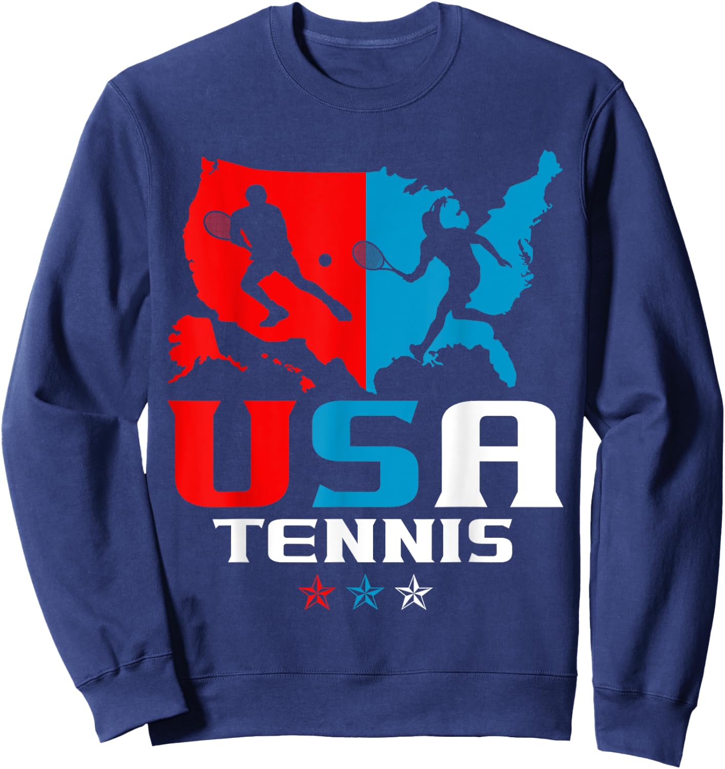 USA Tennis Independence Day American Flag Racket Sports Sweatshirt - Sweatshirt | Navy