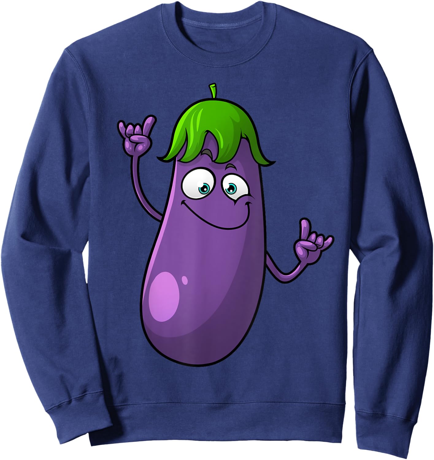 Funny Eggplant Designs Women Fruit Vegetable Sweatshirt - Sweatshirt | Navy