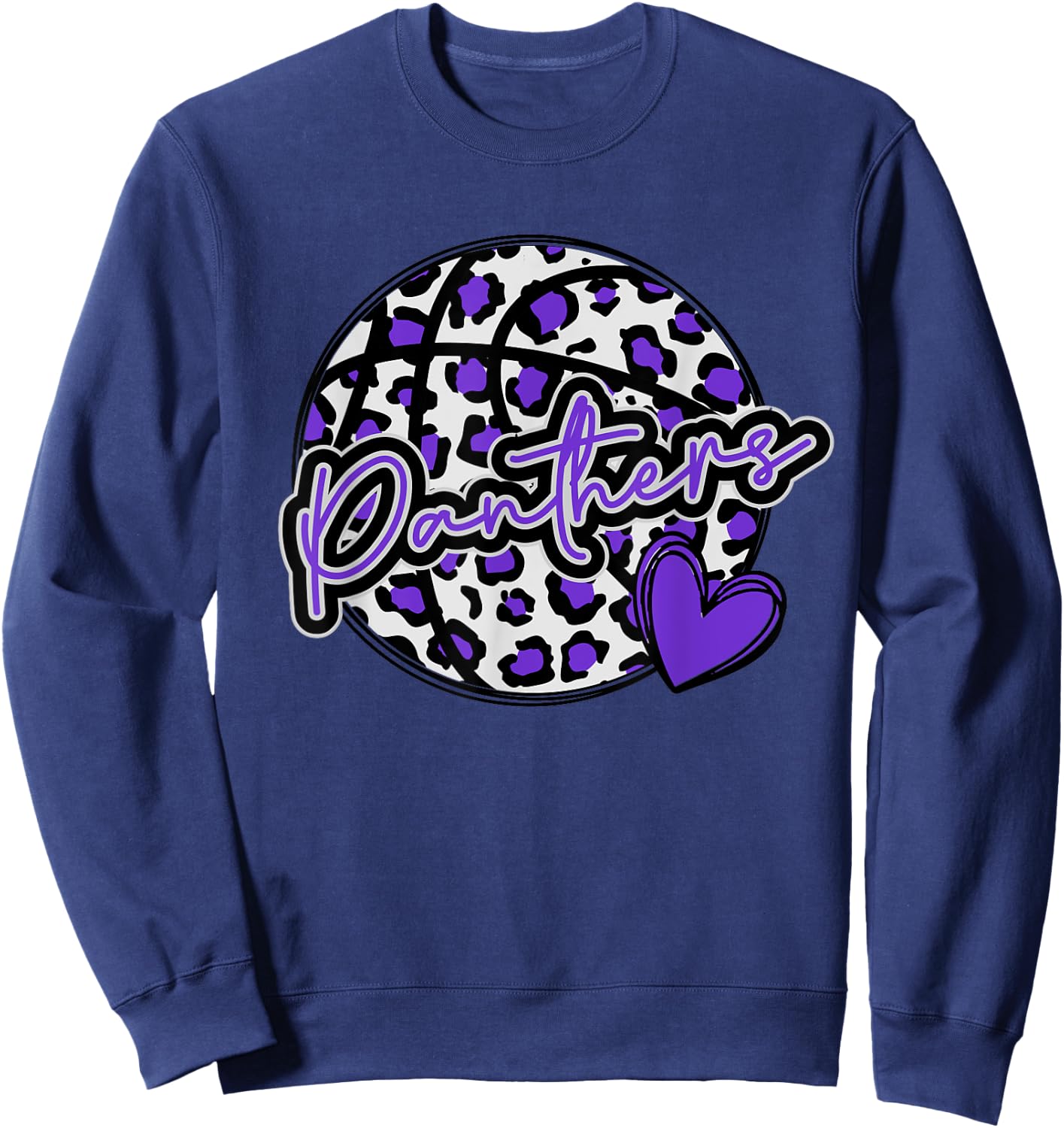 Leopard Cheetah Basketball PANTHERS Purple Spirit Game Sweatshirt - Sweatshirt | Navy