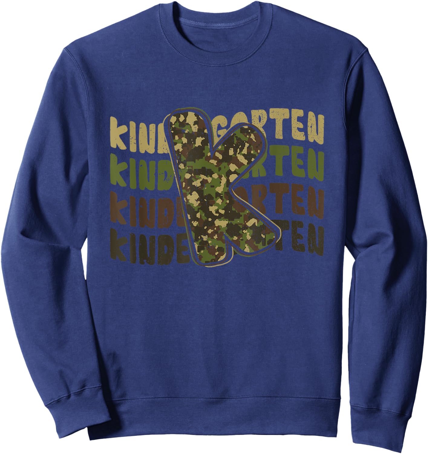 Kindergarten Camo Camouflage Boy Teacher Back To School Sweatshirt - Sweatshirt | Navy
