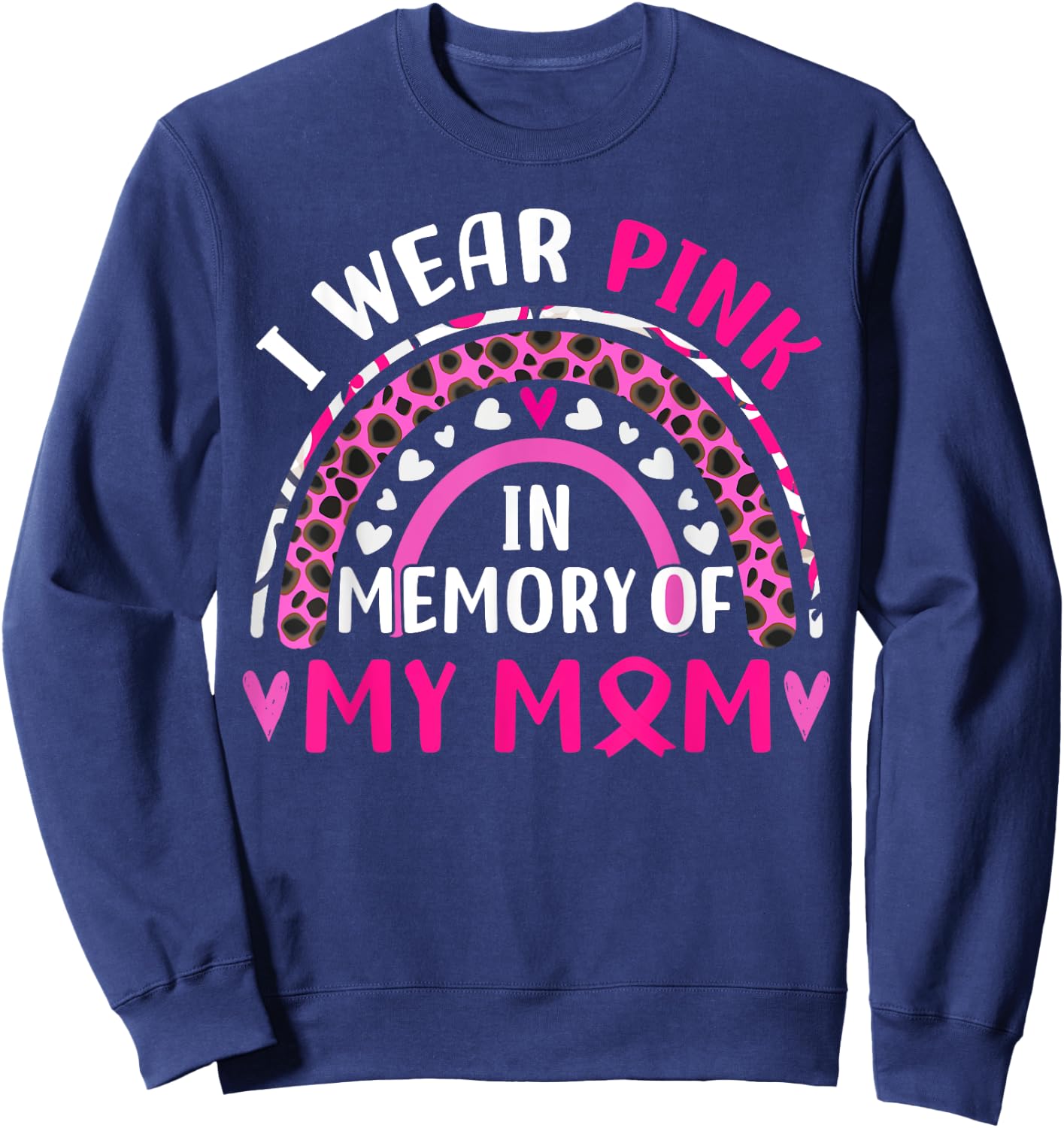 I Wear Pink In Memory Of My Mom Breast cancer Awareness Sweatshirt - Sweatshirt | Navy