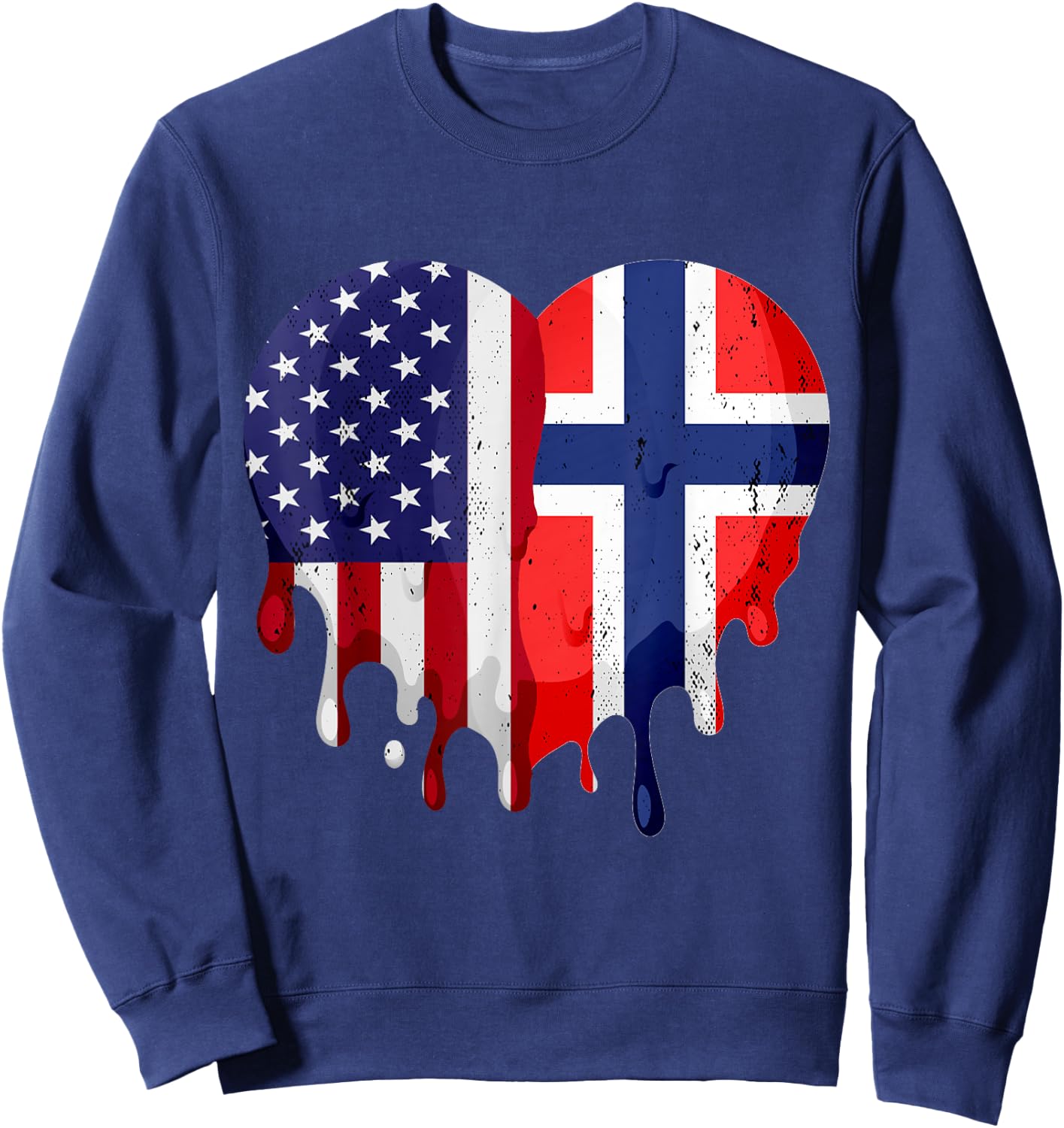American Norwegian Heritage Month Norway Flag Heart Sweatshirt - Sweatshirt | Navy