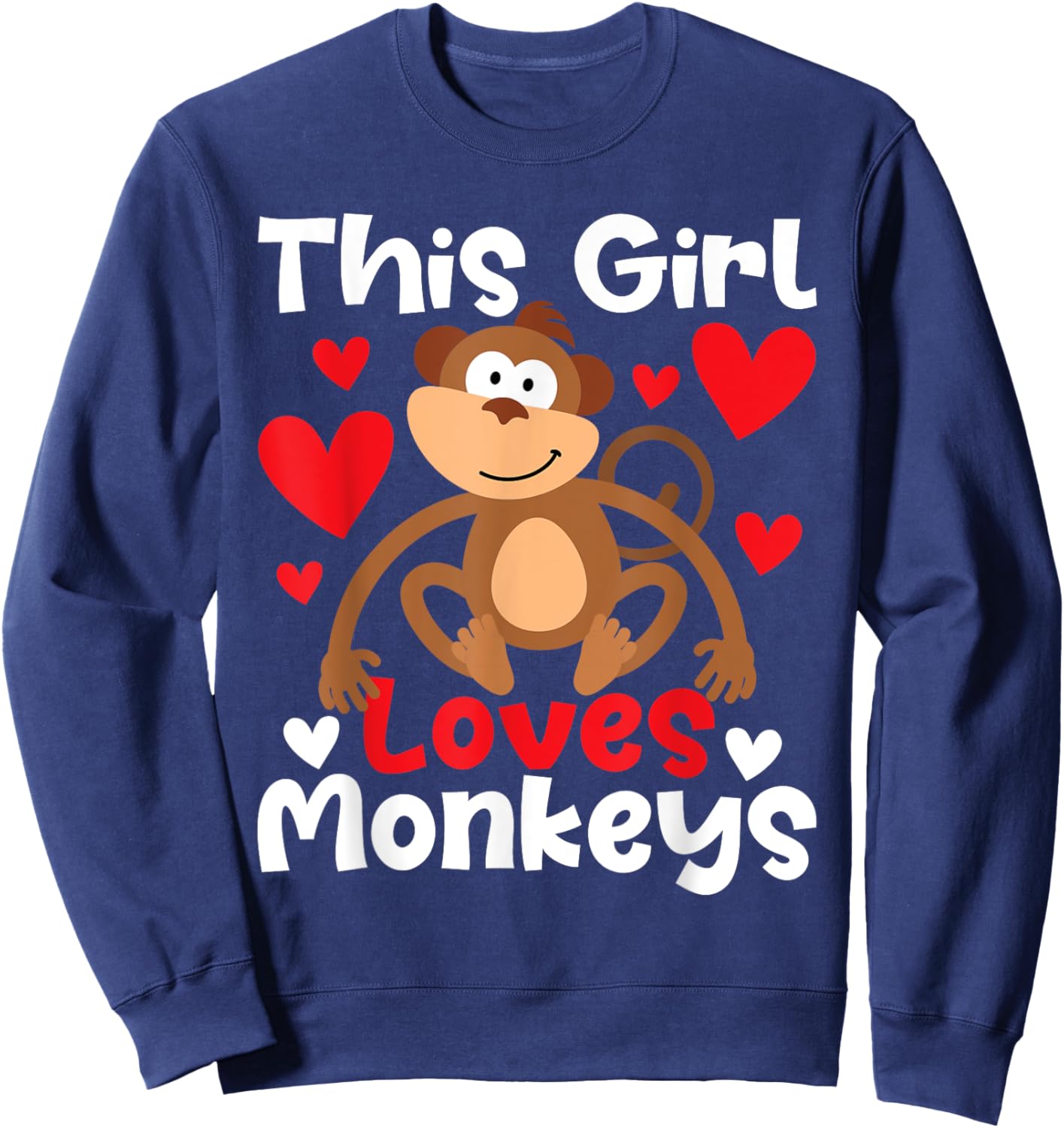 This Girl Loves Monkeys - Safari Zoo Animal Primate Lover Sweatshirt - Sweatshirt | Navy