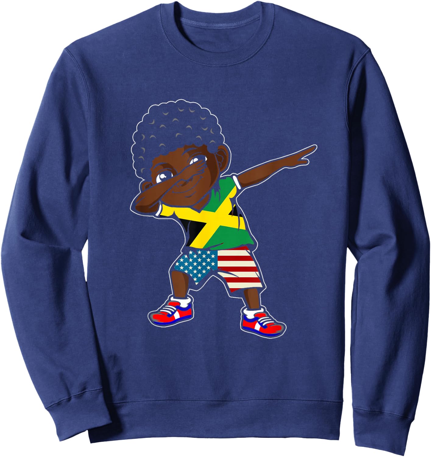 Half American Half Jamaican Boy Kid Jamaica Flag Patriotic Sweatshirt - Sweatshirt | Navy