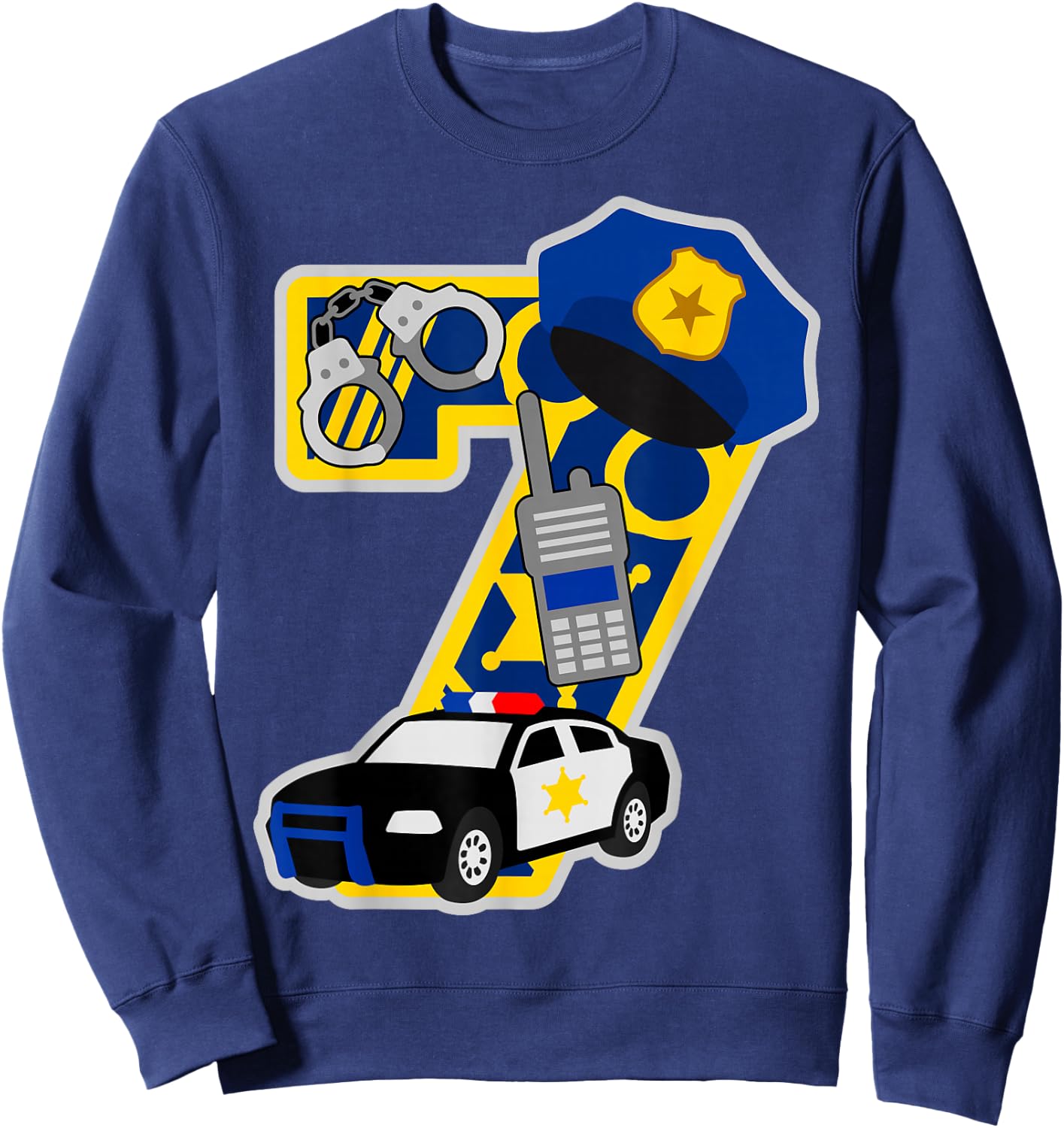 Police 7th birthday party Number 7 - 7 years birthday Sweatshirt - Sweatshirt | Navy