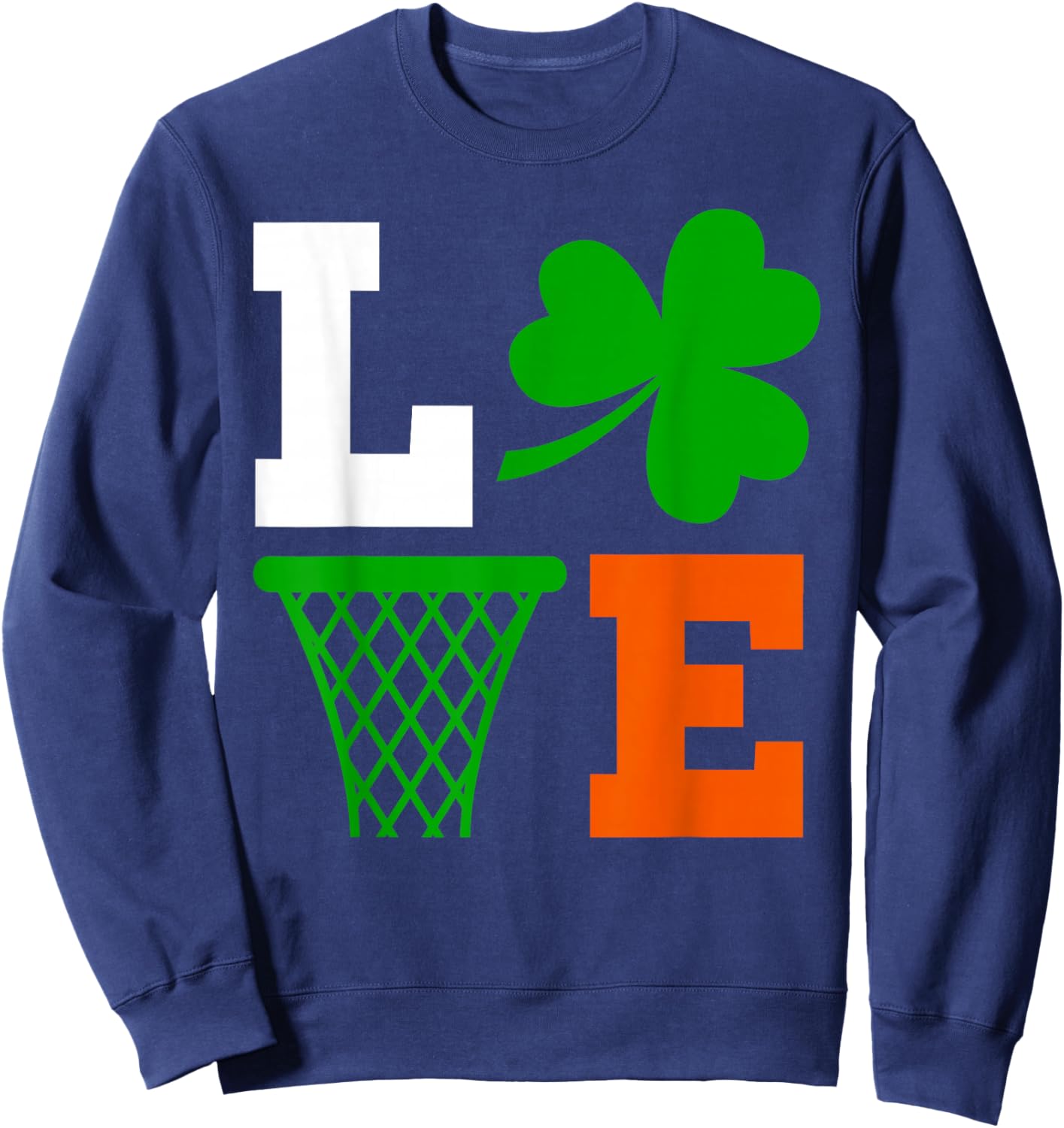 Irish Cute Funny Basketball St Patrick's Day Lucky Shamrock Sweatshirt - Sweatshirt | Navy