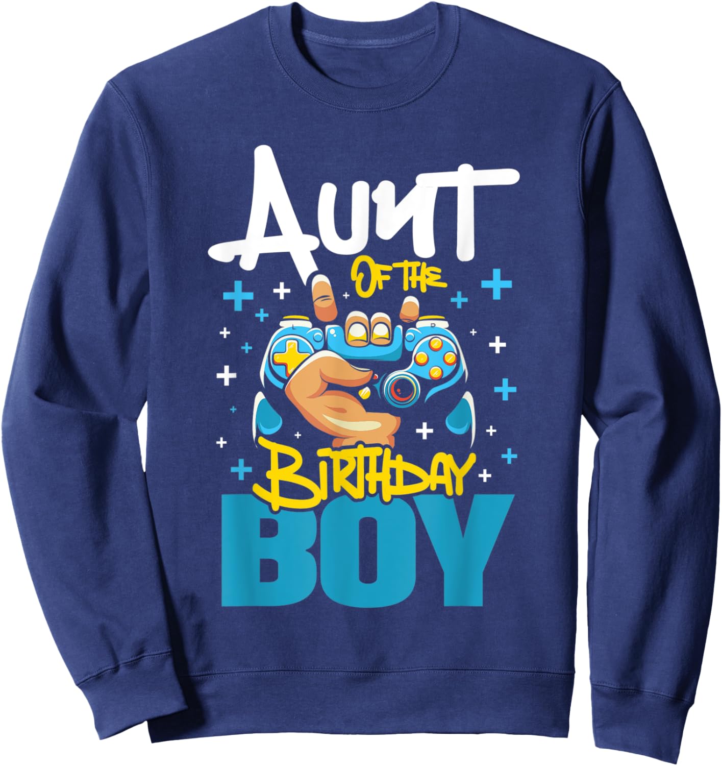 Aunt Of The Birthday Boy - Auntie Video Game Gamer Nephew Sweatshirt - Sweatshirt | Navy