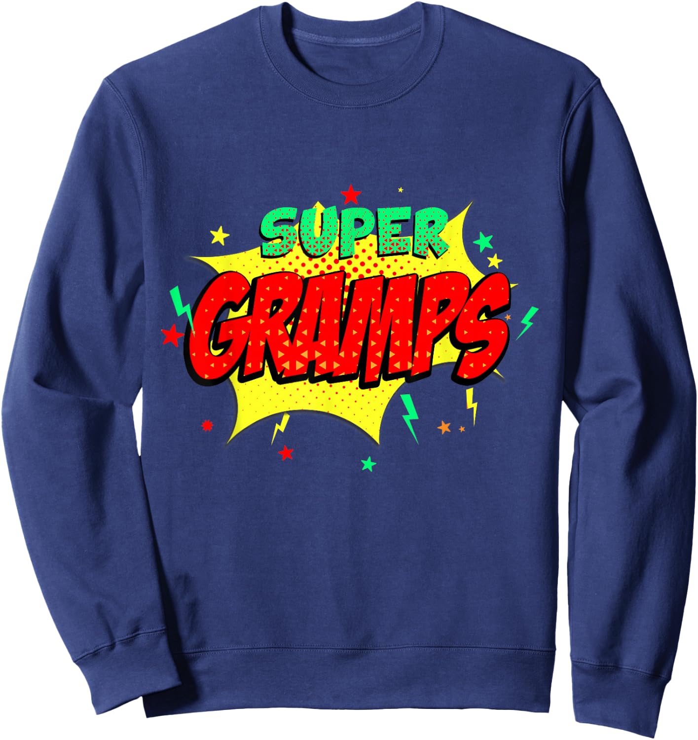 Super Gramps Comic Themed Style Superhero Fathers Day Sweatshirt - Sweatshirt | Navy