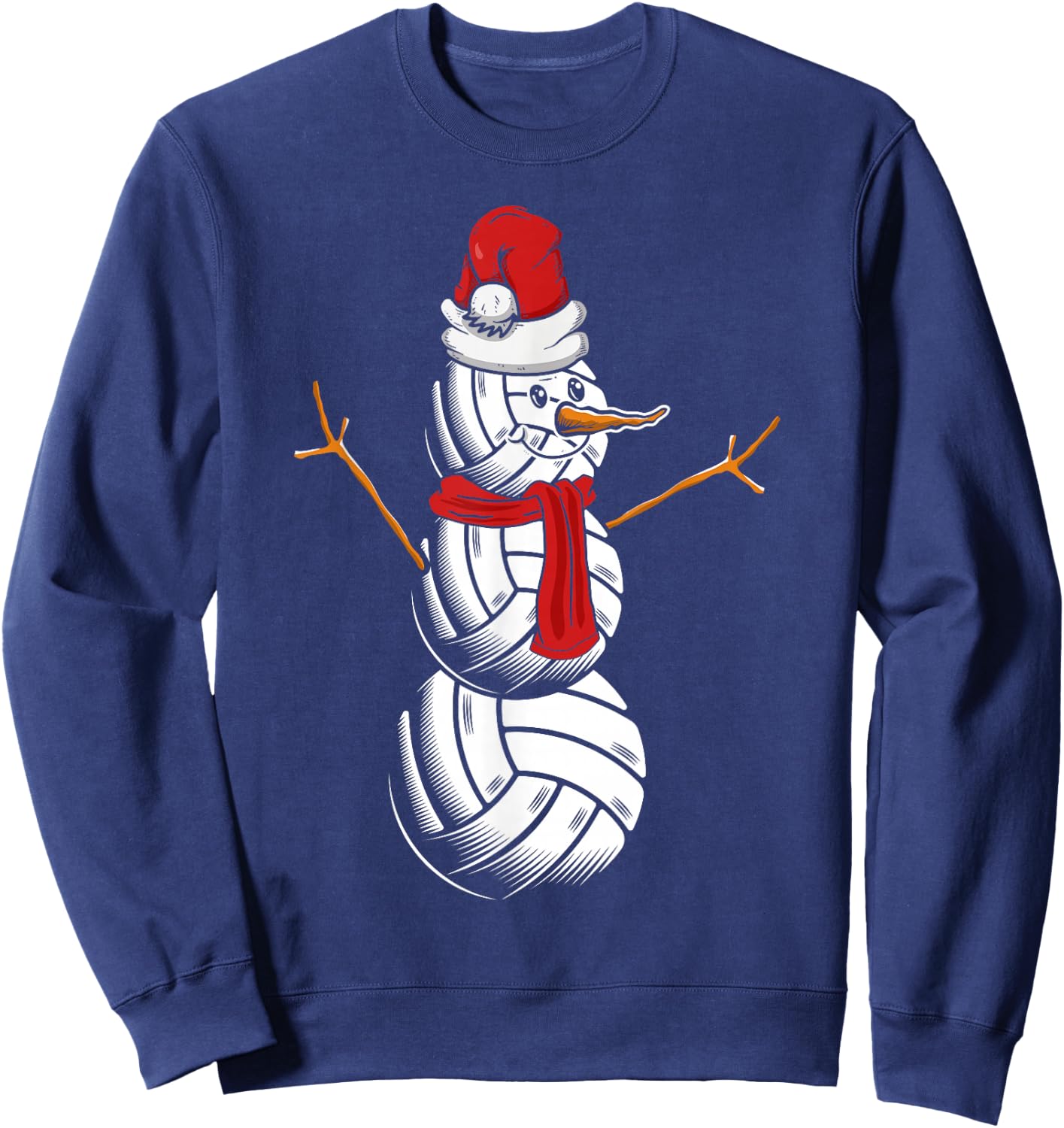 Volleyball Player Snowman Merry Xmas Christmas Day Sweatshirt - Sweatshirt | Navy