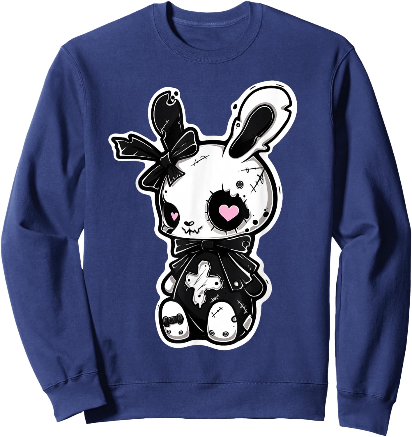 Goth Bunny Kawaii Rabbit E-Girl Cute Gothic Outfit Grunge Sweatshirt - Sweatshirt | Navy