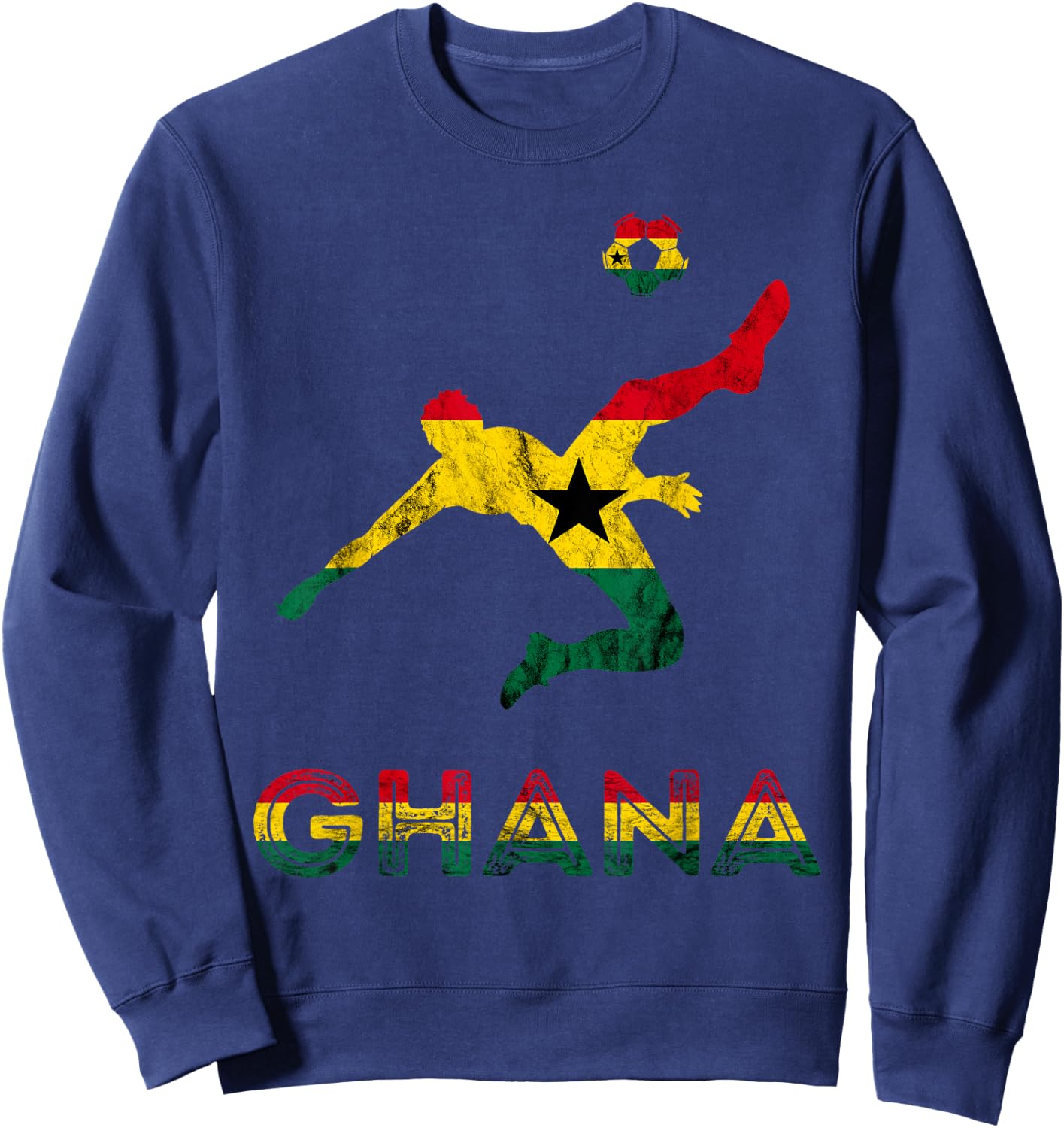Ghana Soccer Player Ghana Ghanese Roots Evolution Ghana Flag Sweatshirt - Sweatshirt | Navy