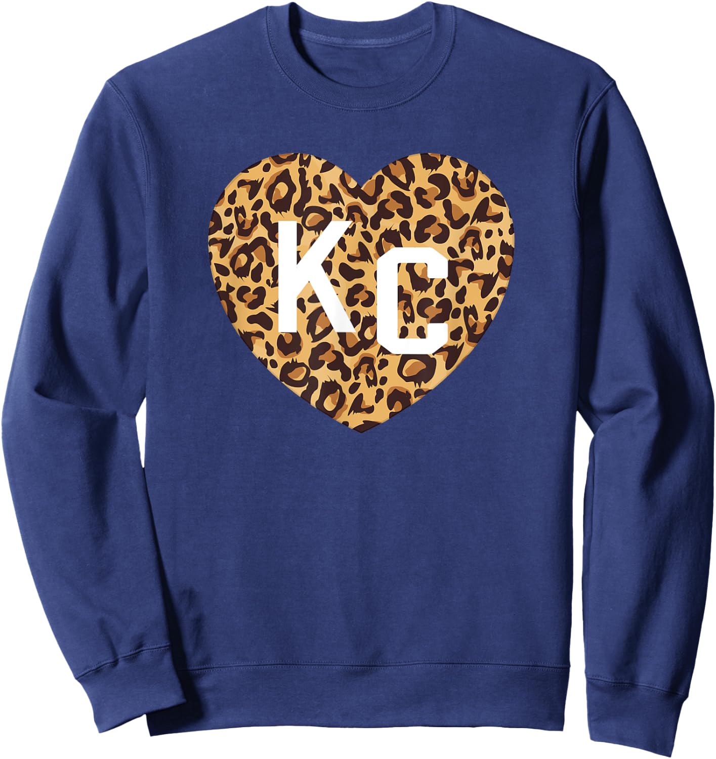 Heart KC Cheetah Leopard Pattern Brown Yellow Spots Heart Kc Sweatshirt - Sweatshirt | Navy