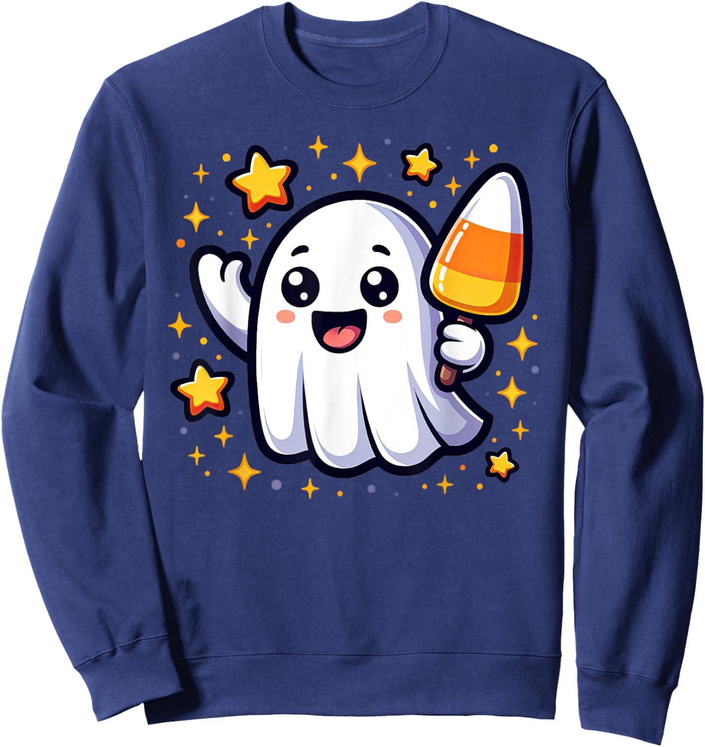 Cute Halloween Ghost Candy Corn Kids and Halloween Lovers Sweatshirt - Sweatshirt | Navy