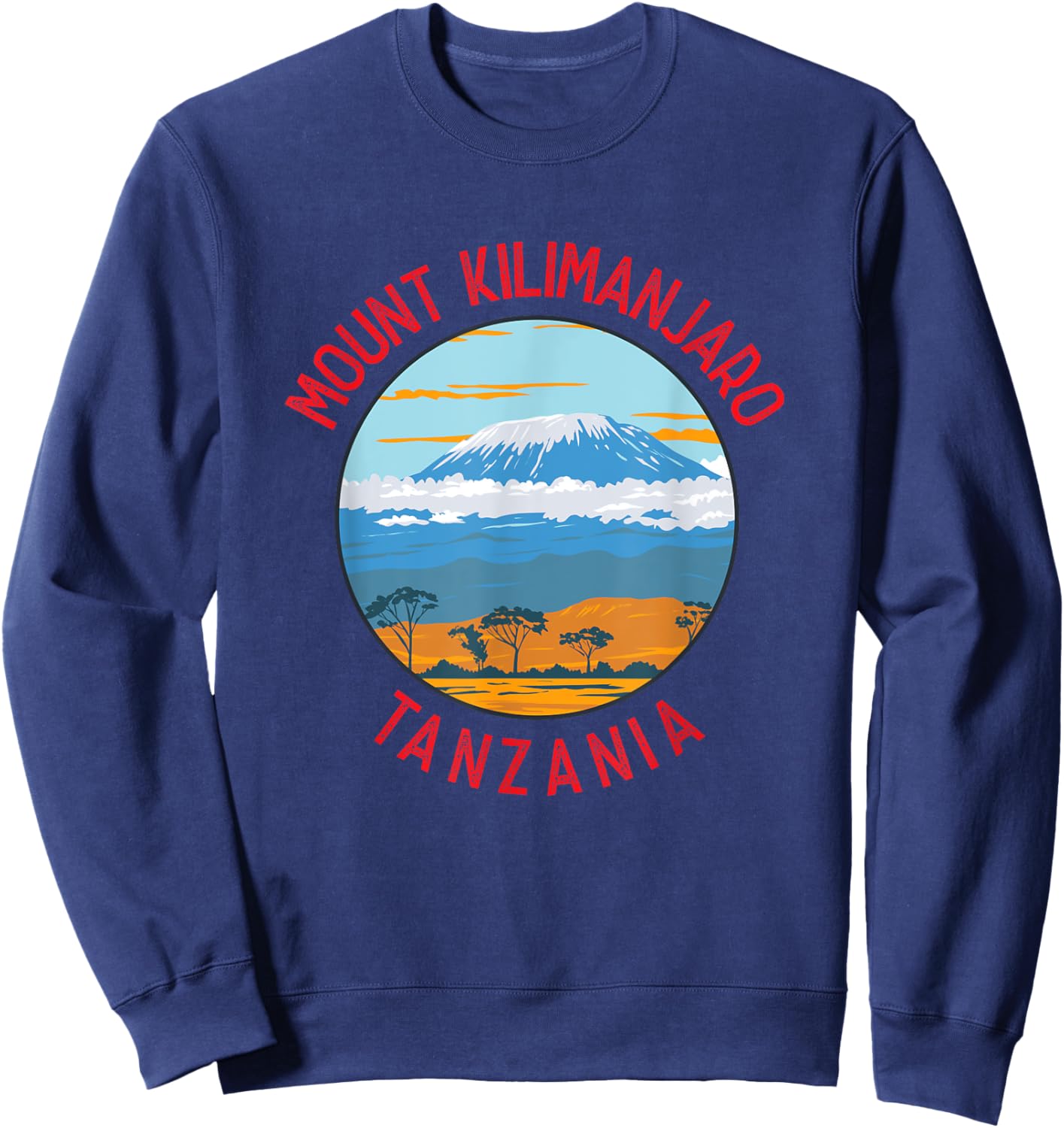 Mount Kilimanjaro Tanzania Distressed Circle Vintage Sweatshirt - Sweatshirt | Navy