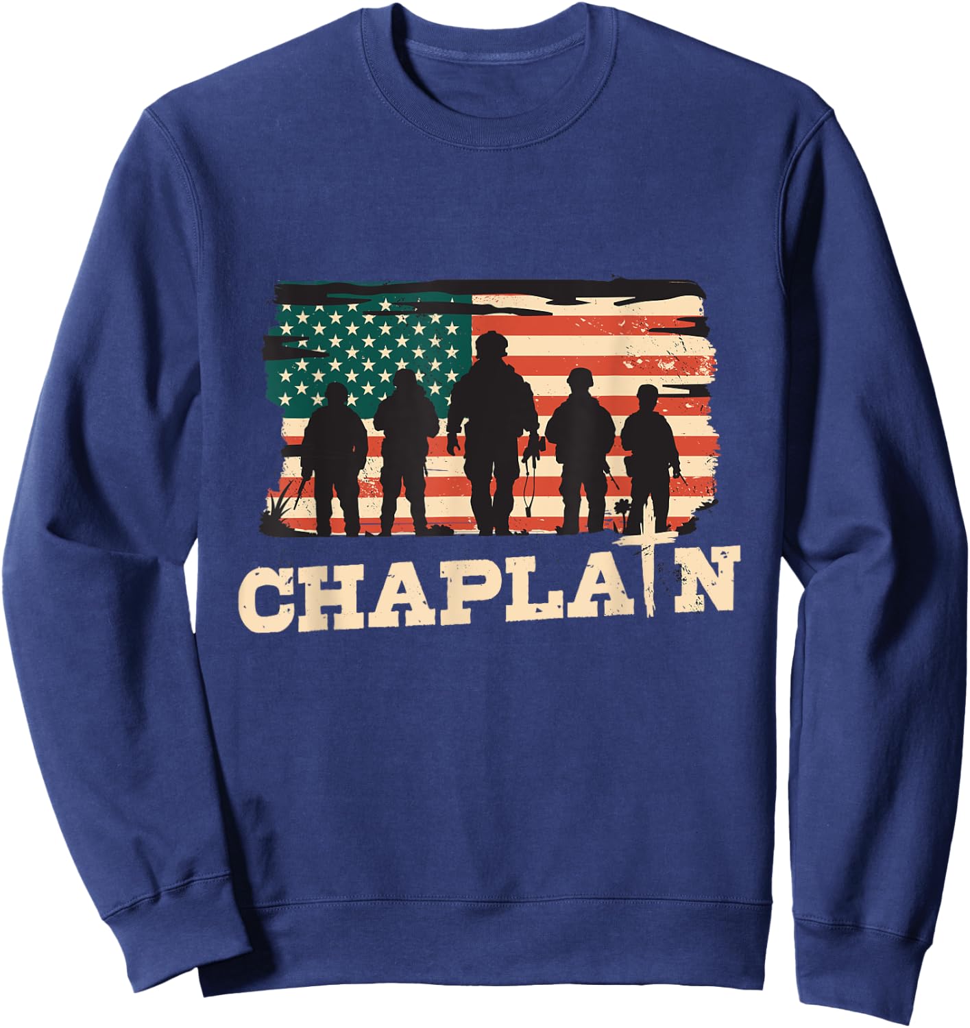 Military Chaplain US Flag Chaplain Sweatshirt - Sweatshirt | Navy