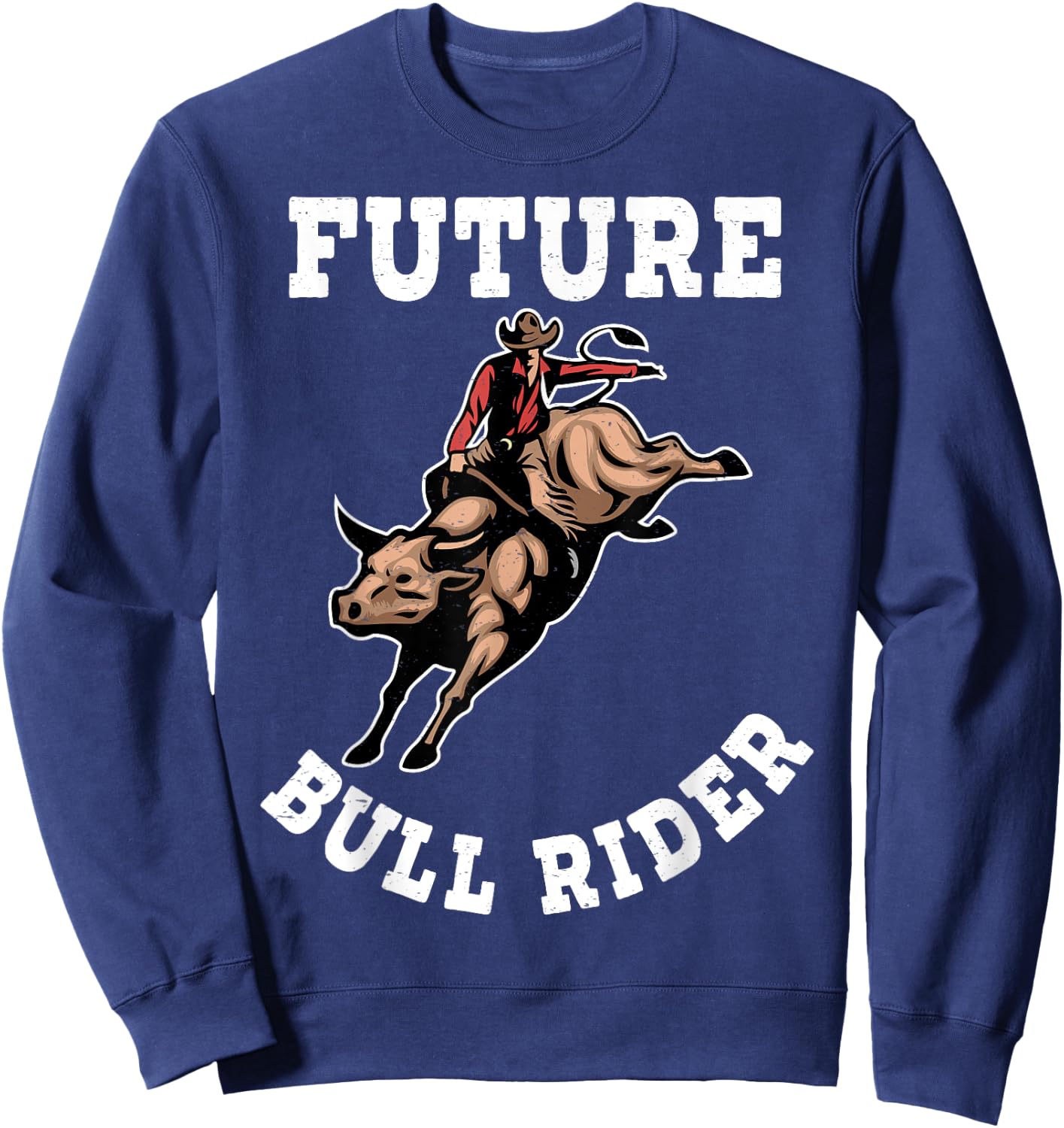 Cool Cowboy Cowgirl Ranch Apparel Gifts Rodeo Future Bull Rider Bull Riding Mechanical Boys Kids Sweatshirt - Sweatshirt | Navy