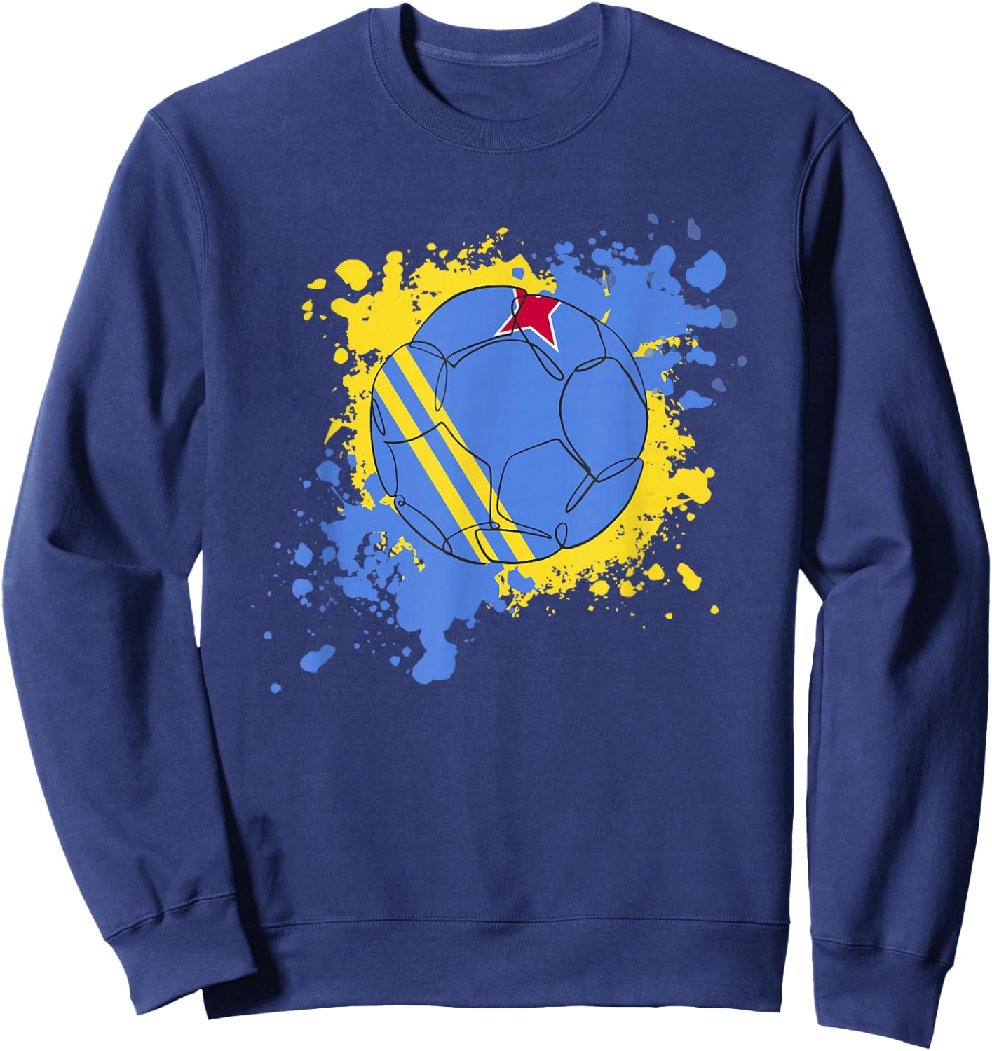 Soccer Ball With The Flag Of Aruba Sweatshirt - Sweatshirt | Navy