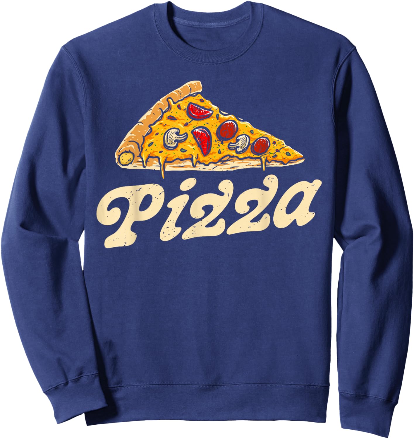 Pizza Day Retro Vintage 60s 70s Women Men Italian Food Lover Sweatshirt - Sweatshirt | Navy