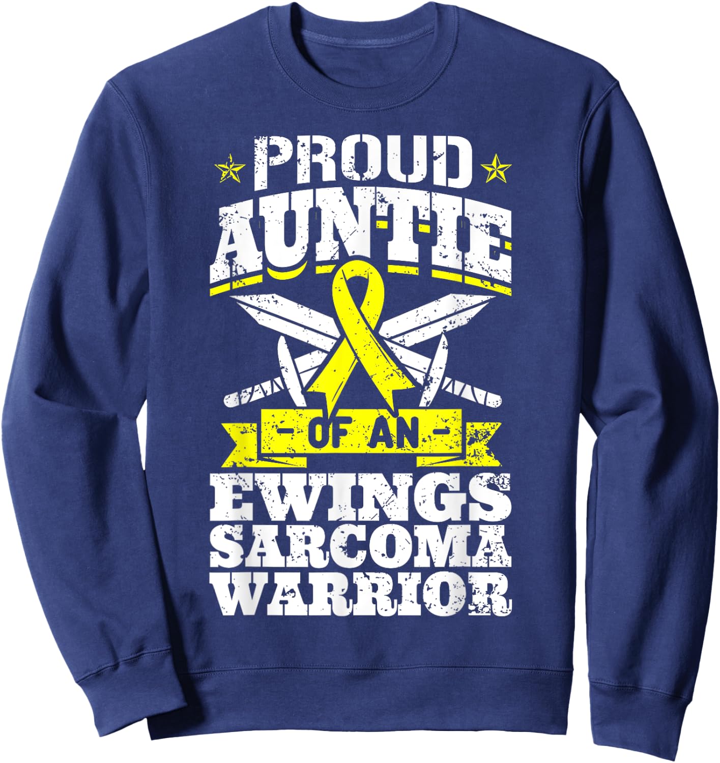 Proud Auntie Of An Ewings Sarcoma Warrior Awareness Ribbon Sweatshirt - Sweatshirt | Navy