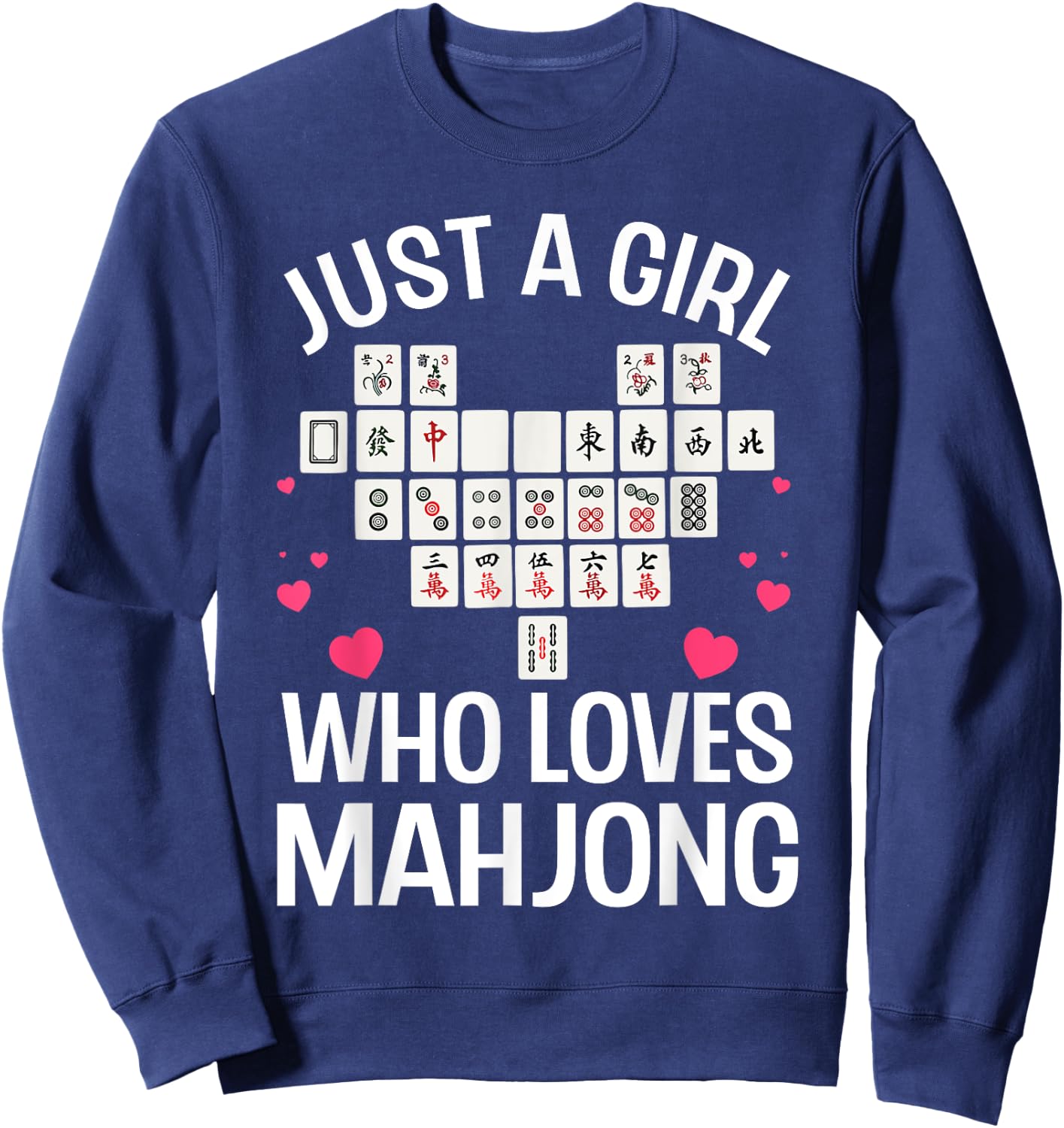Funny Mahjong Design For Girls Women Chinese Mahjong Players Sweatshirt - Sweatshirt | Navy