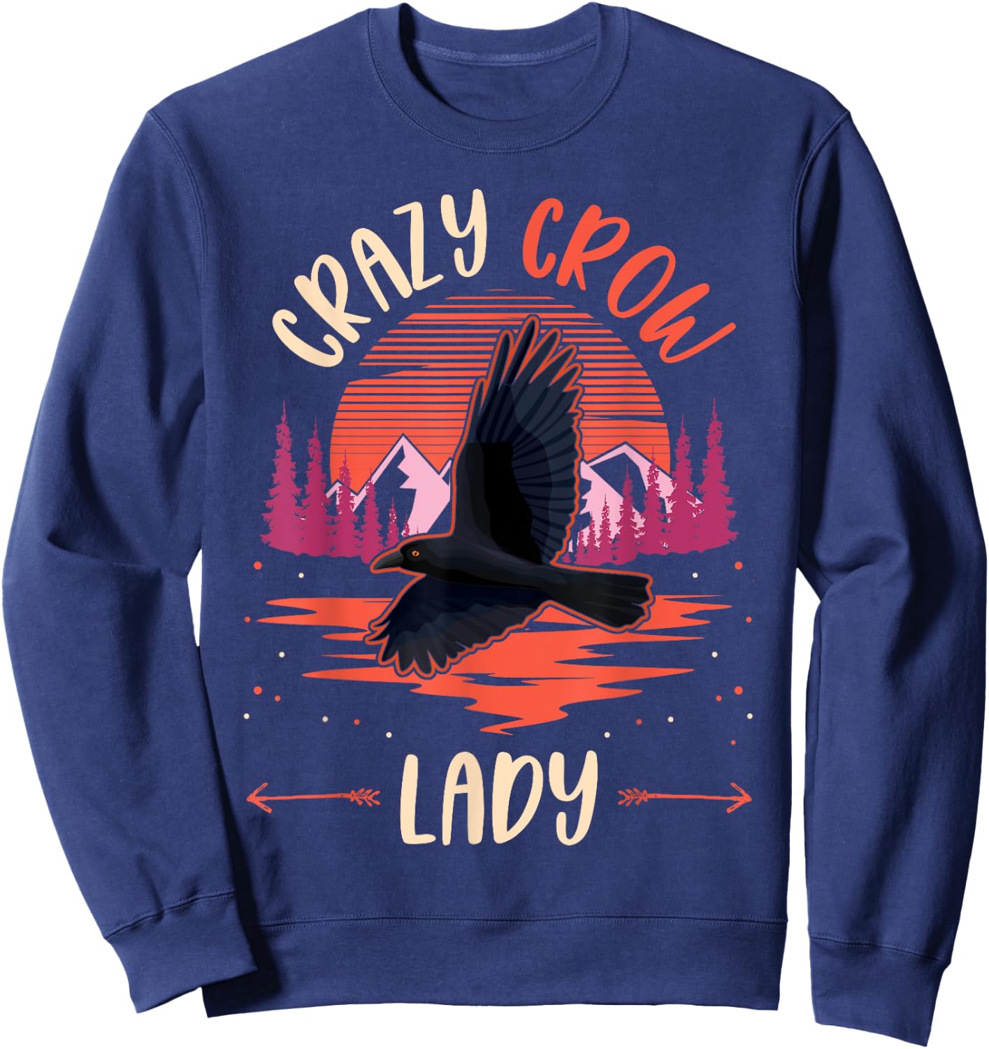 Crazy Crow lady Raven Girl Crow Sweatshirt - Sweatshirt | Navy